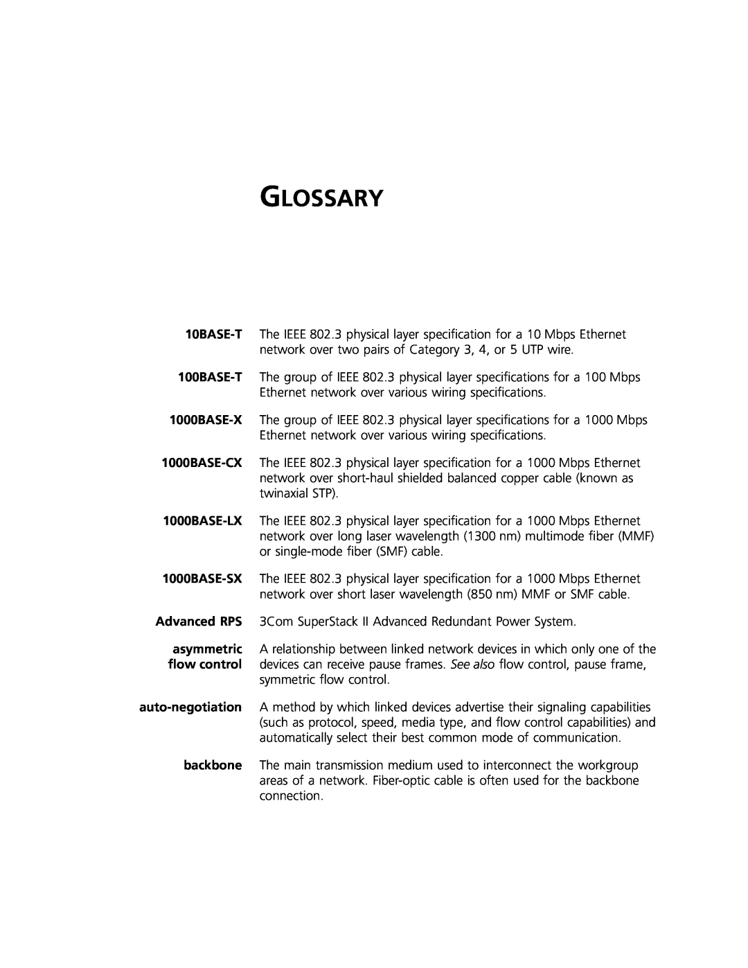 3Com Hub 1000 SX manual Glossary 