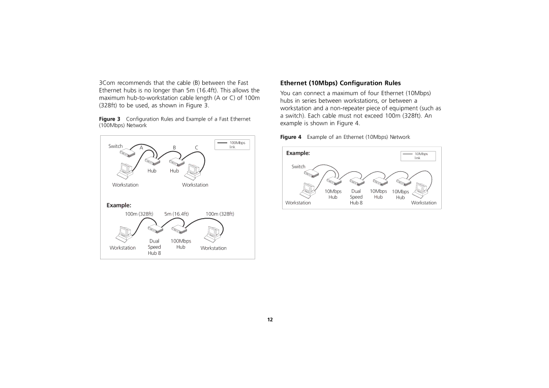 3Com Hub manual Ethernet 10Mbps Configuration Rules, Example of an Ethernet 10Mbps Network 