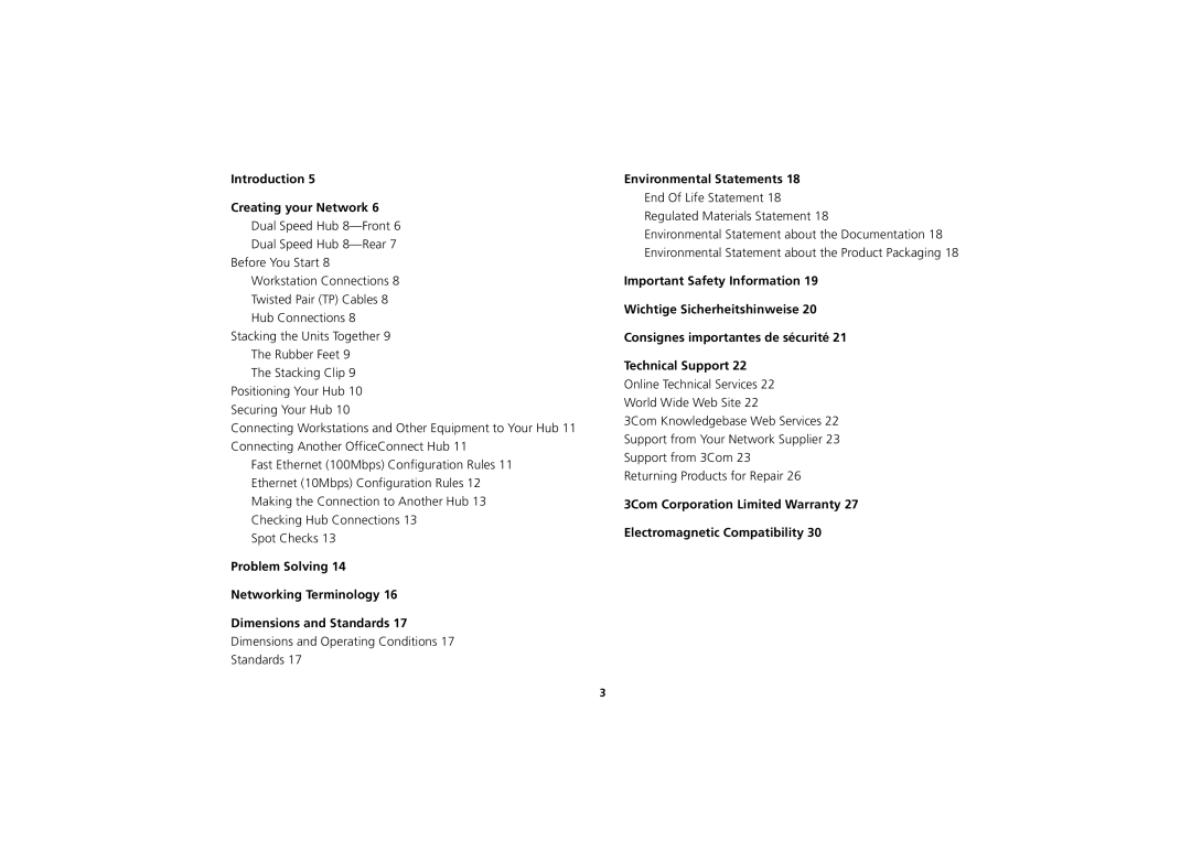 3Com Hub manual Introduction Creating your Network 