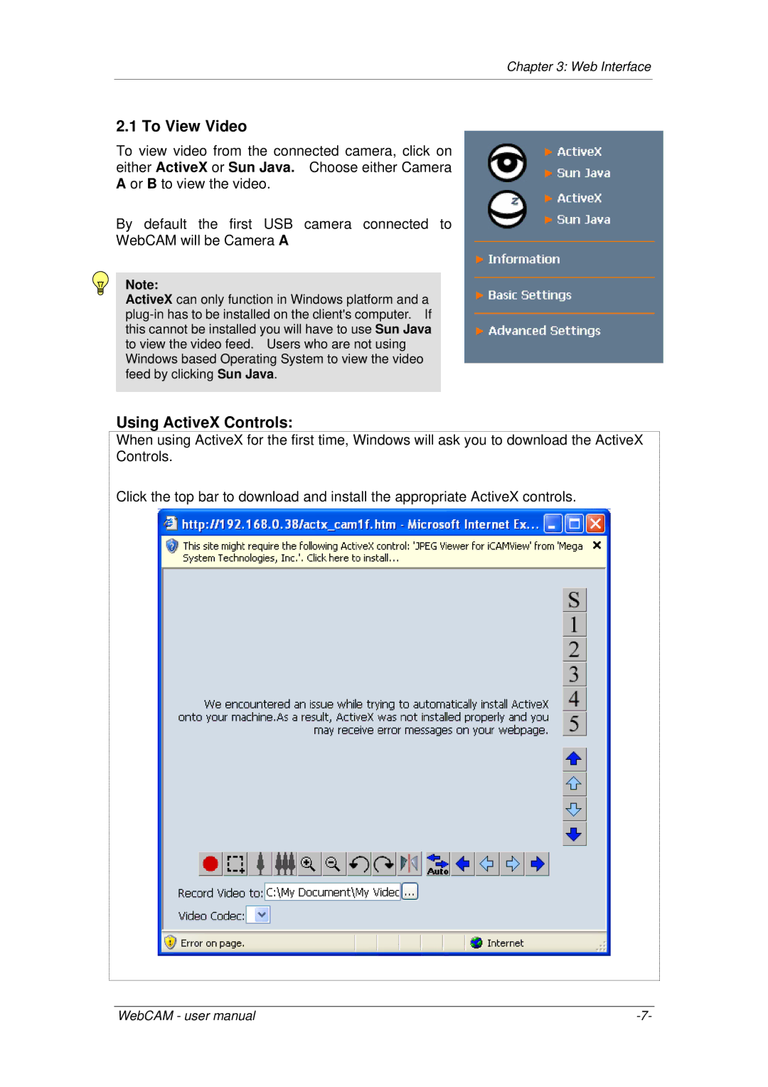 3Com iCV-08, iCV-01a, iCV-03a user manual To View Video, Using ActiveX Controls 