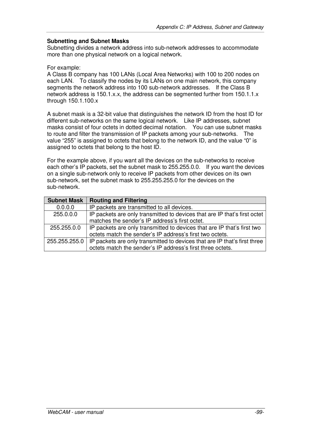 3Com iCV-01a, iCV-08, iCV-03a user manual Subnetting and Subnet Masks, Subnet Mask Routing and Filtering 