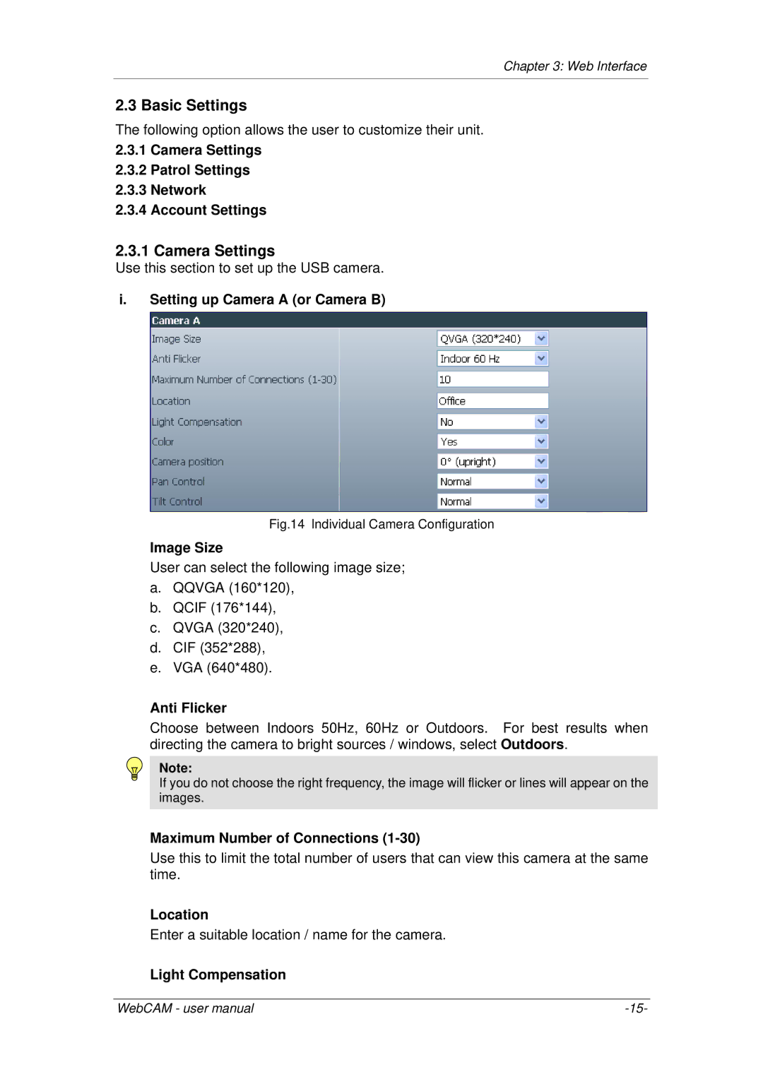 3Com iCV-01a, iCV-08, iCV-03a user manual Basic Settings, Camera Settings 