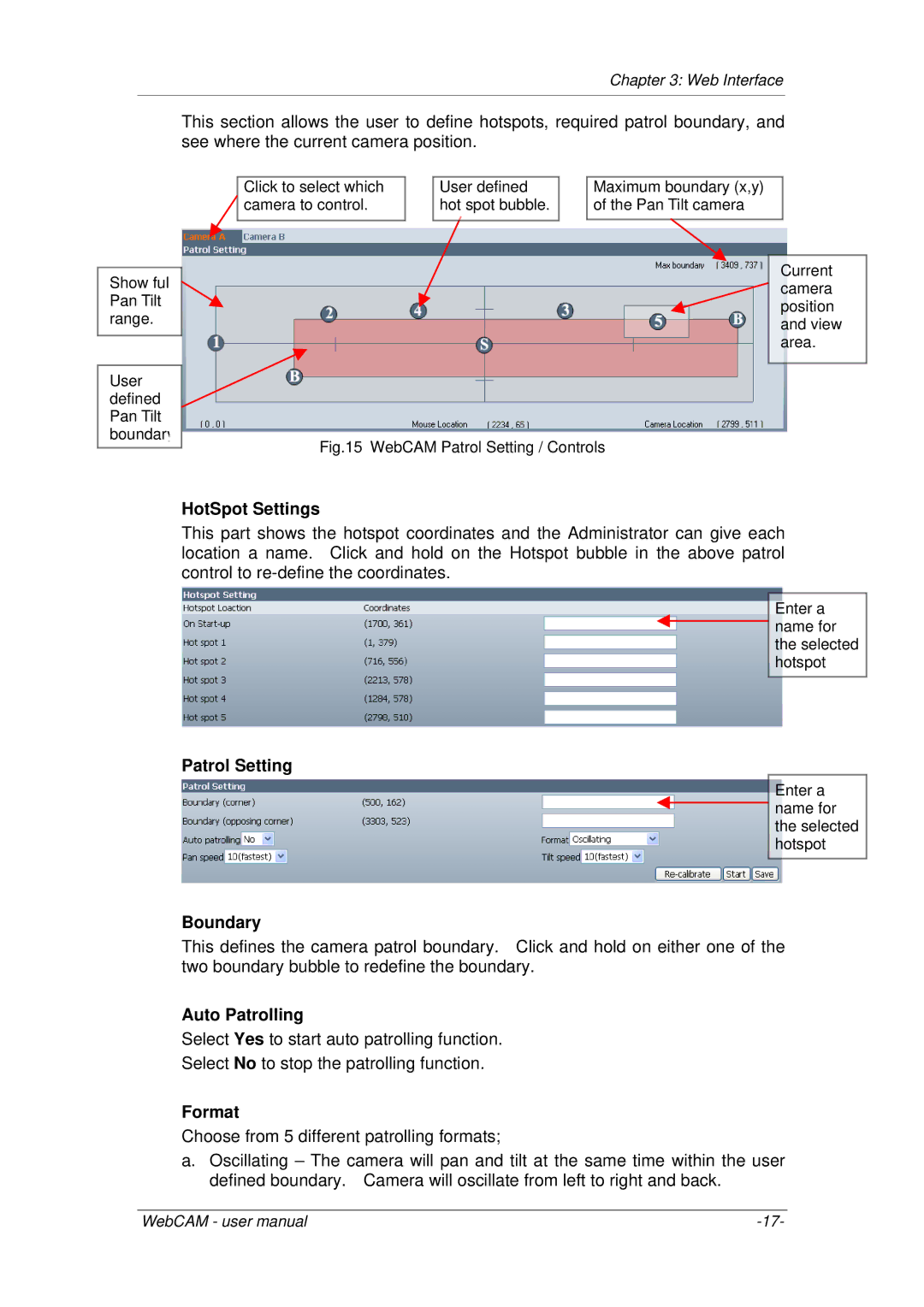 3Com iCV-03a, iCV-01a, iCV-08 user manual HotSpot Settings, Boundary, Auto Patrolling, Format 