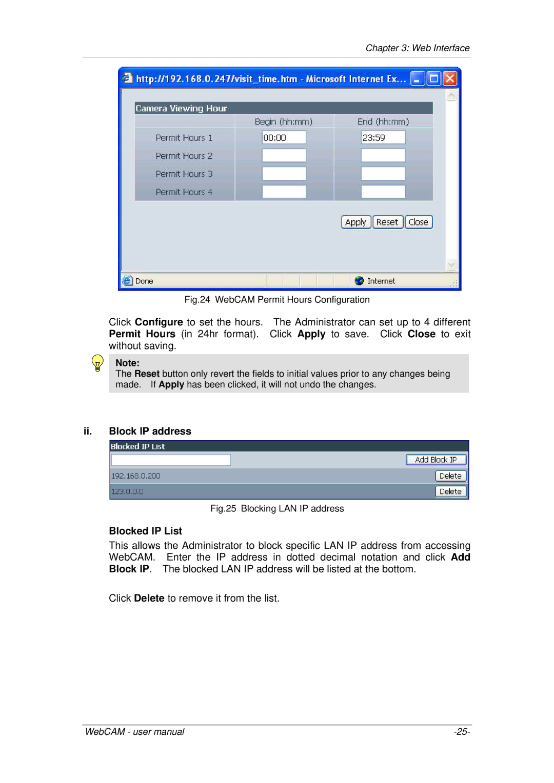 3Com iCV-08, iCV-01a, iCV-03a user manual Ii. Block IP address, Blocked IP List 