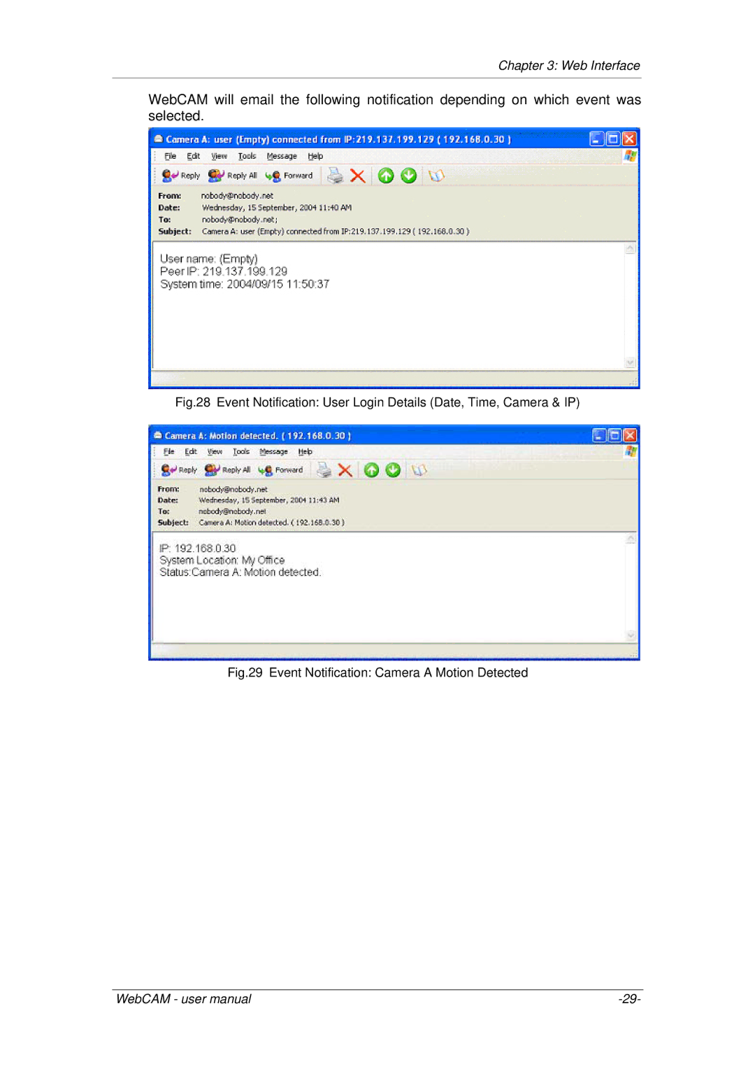 3Com iCV-03a, iCV-01a, iCV-08 user manual Event Notification Camera a Motion Detected 