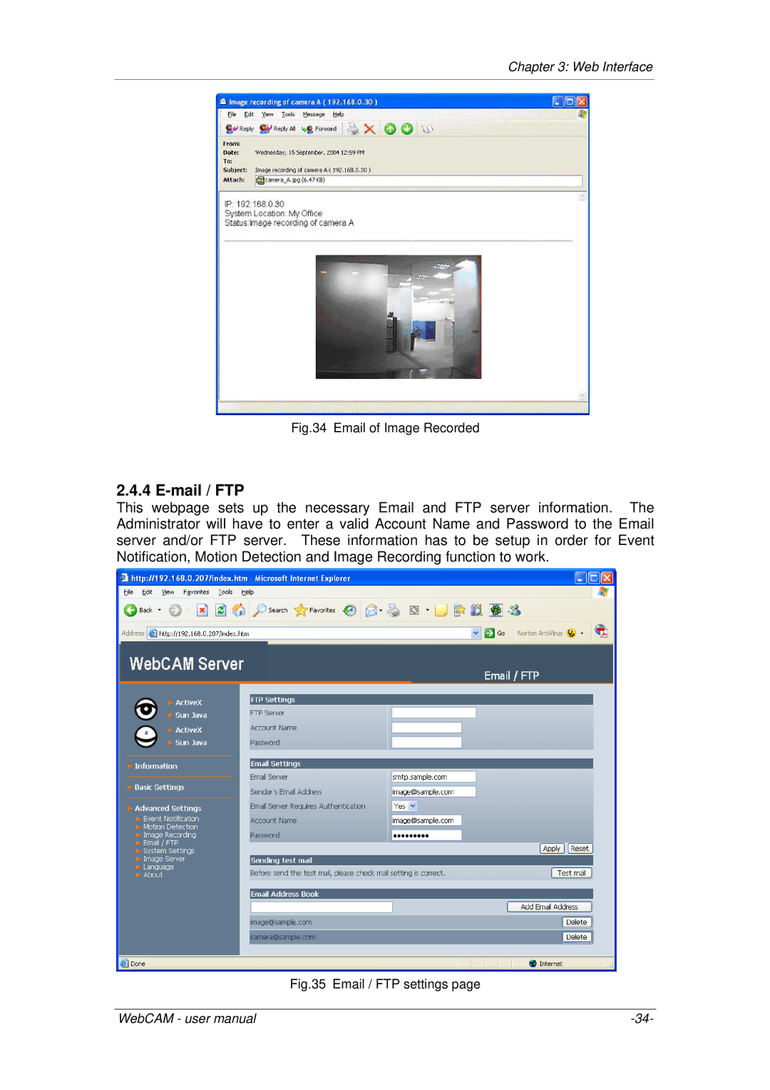 3Com iCV-08, iCV-01a, iCV-03a user manual Mail / FTP, Email of Image Recorded 