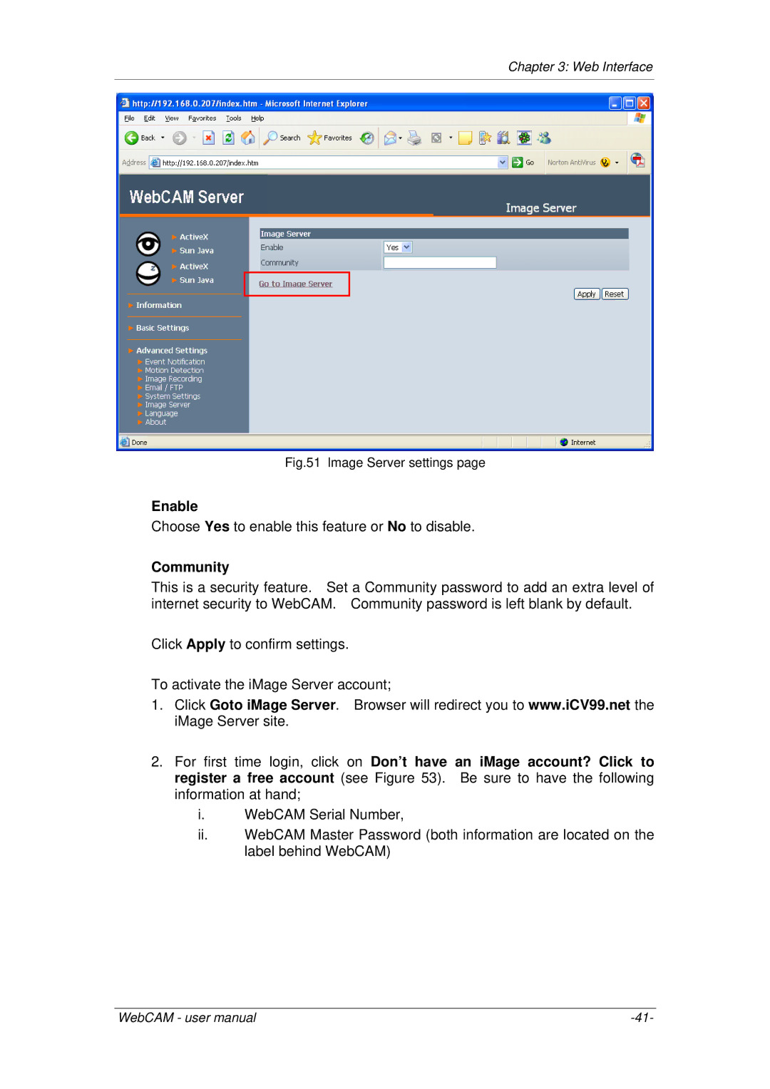 3Com iCV-03a, iCV-01a, iCV-08 user manual Choose Yes to enable this feature or No to disable 