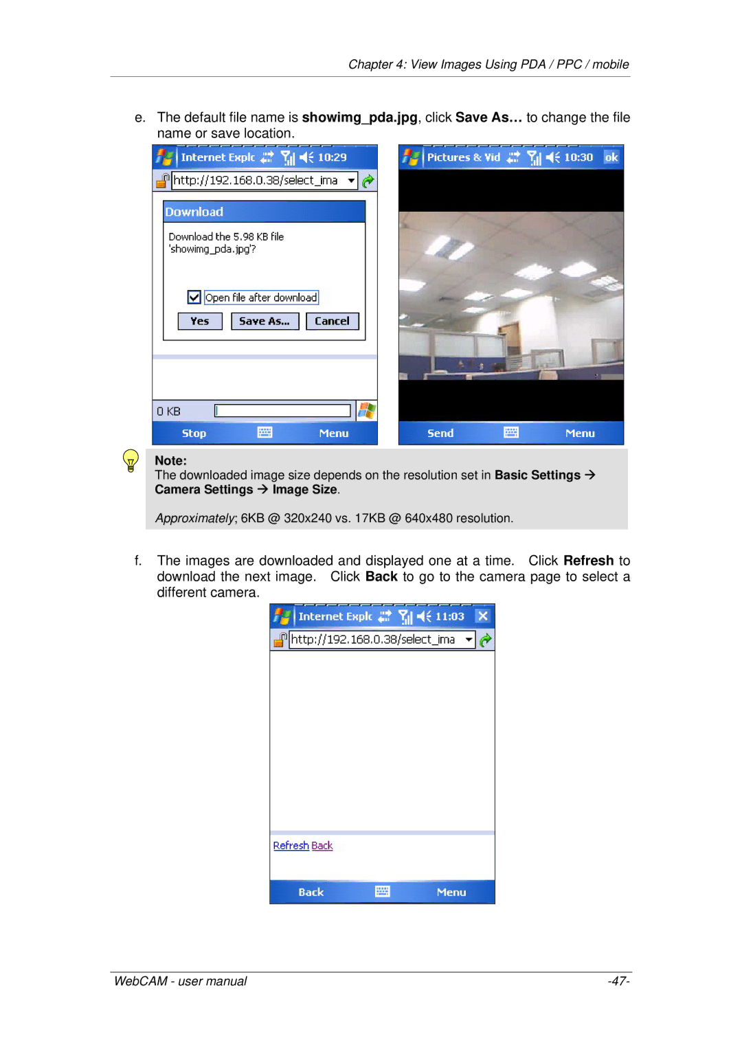 3Com iCV-03a, iCV-01a, iCV-08 user manual View Images Using PDA / PPC / mobile 