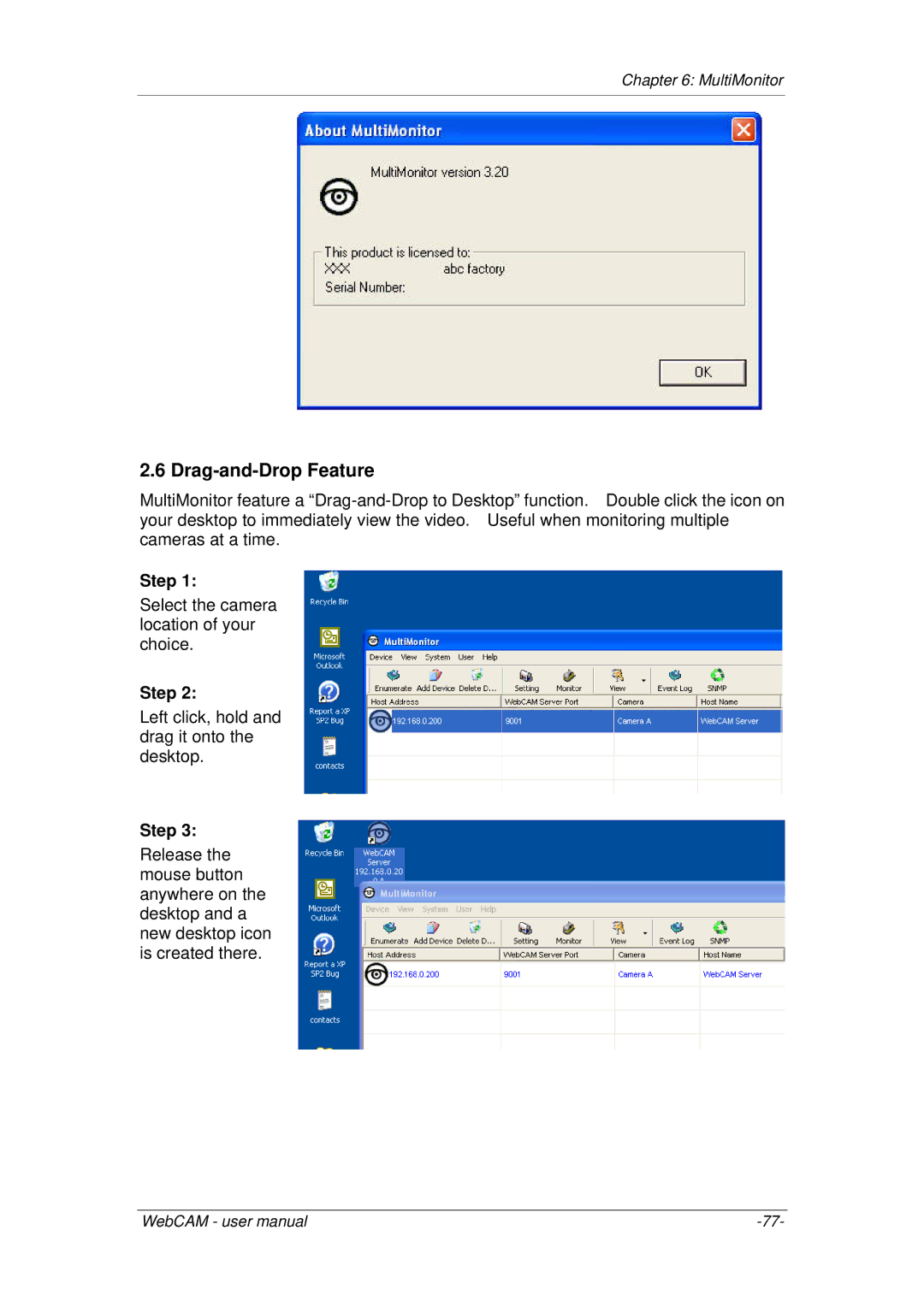 3Com iCV-03a, iCV-01a, iCV-08 user manual Drag-and-Drop Feature, Step 