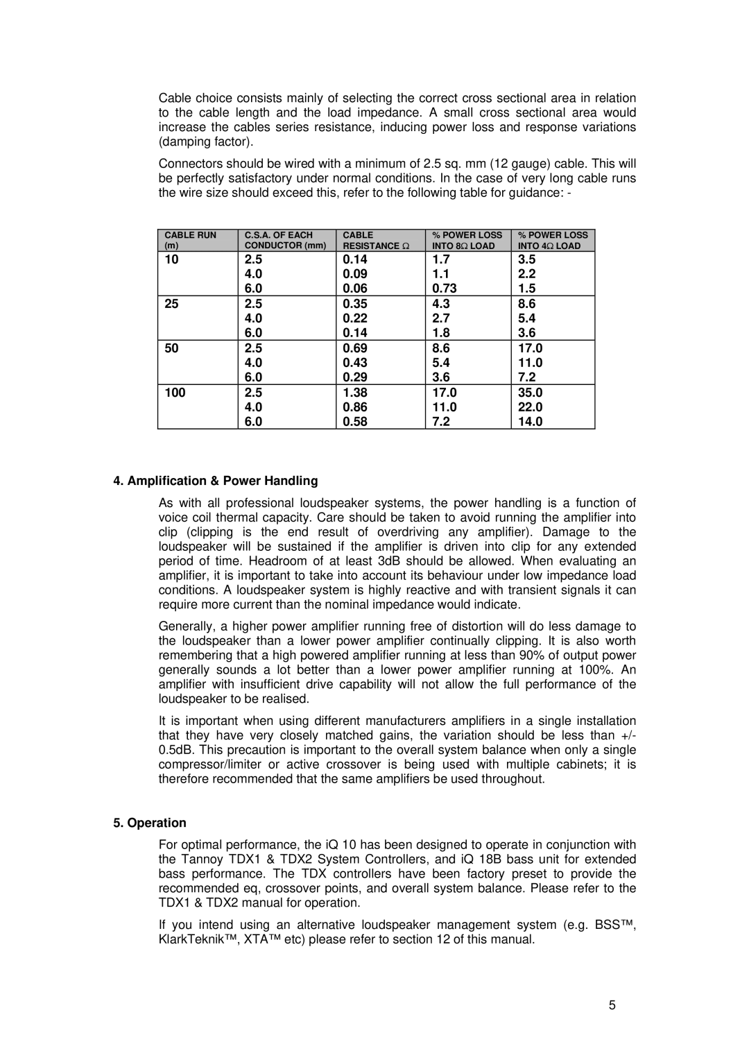 3Com iQ 10PC, iQ 10C user manual 100 17.0 35.0 11.0 22.0 14.0 Amplification & Power Handling 