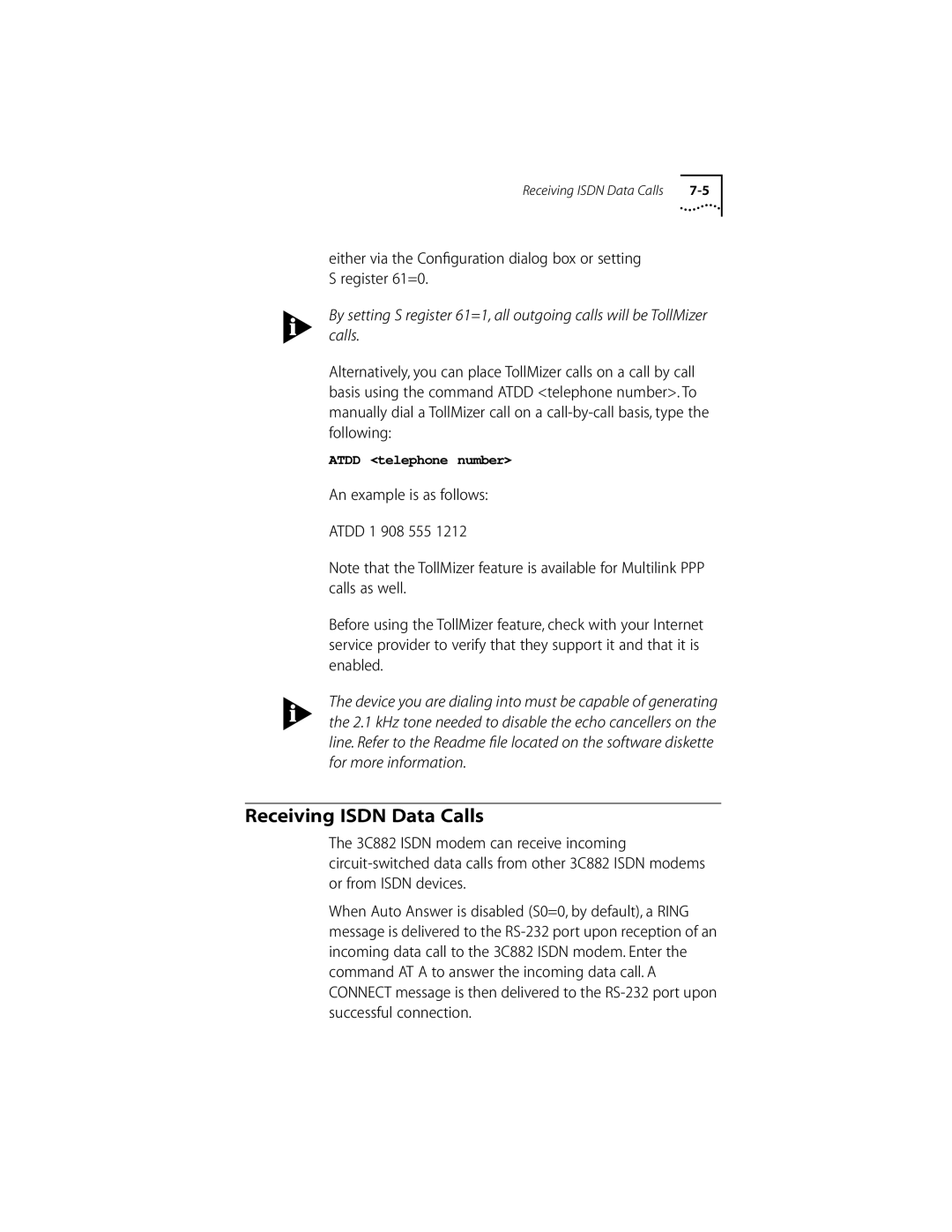 3Com ISDN Modem manual Receiving Isdn Data Calls 