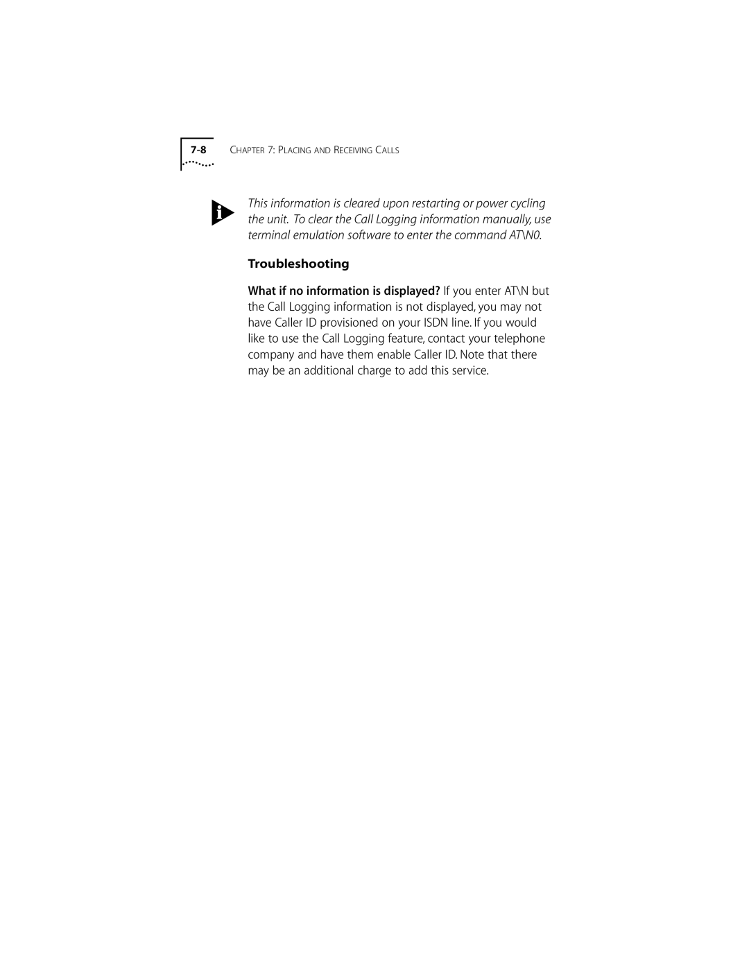 3Com ISDN Modem manual Troubleshooting 