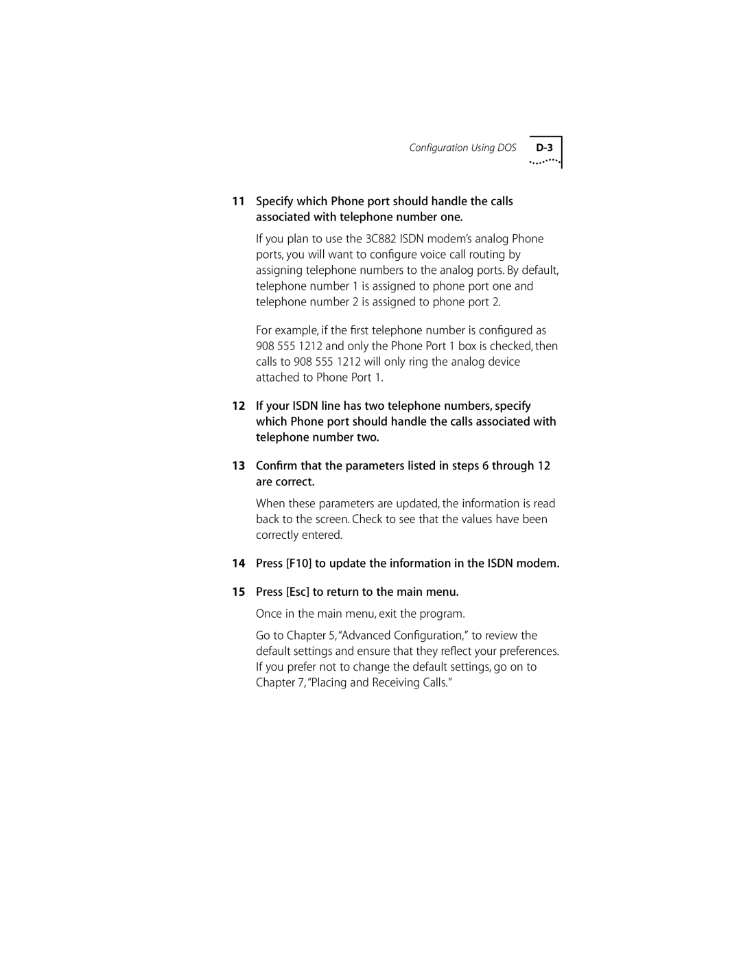 3Com ISDN Modem manual Configuration Using DOS 