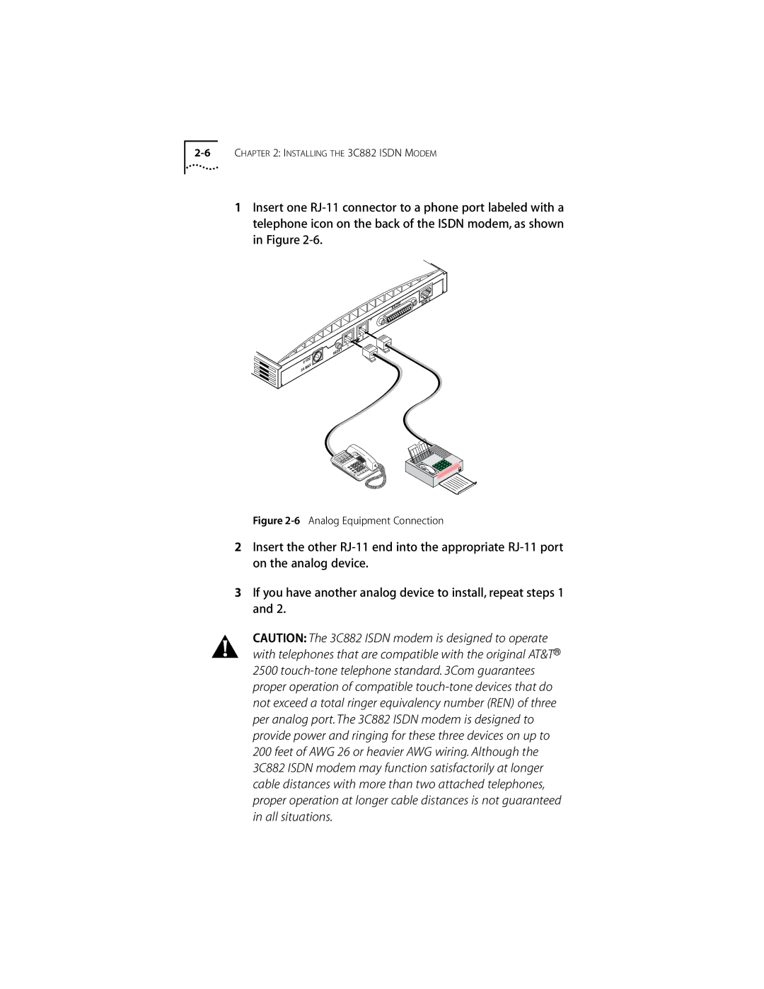 3Com ISDN Modem manual Analog Equipment Connection 