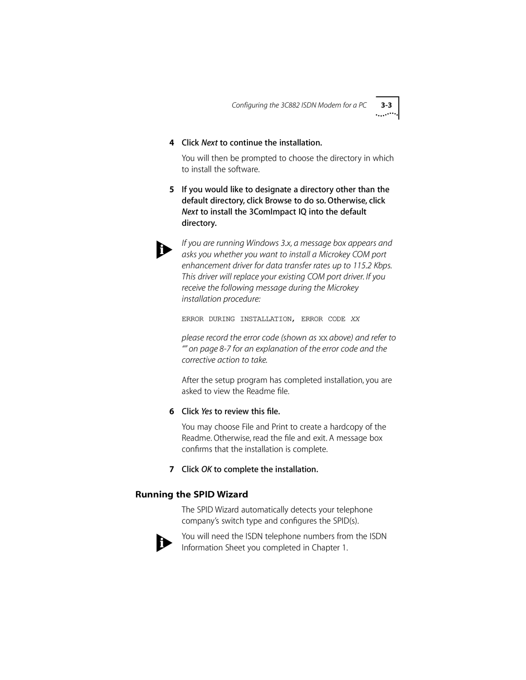 3Com ISDN Modem manual Running the Spid Wizard, Click OK to complete the installation 