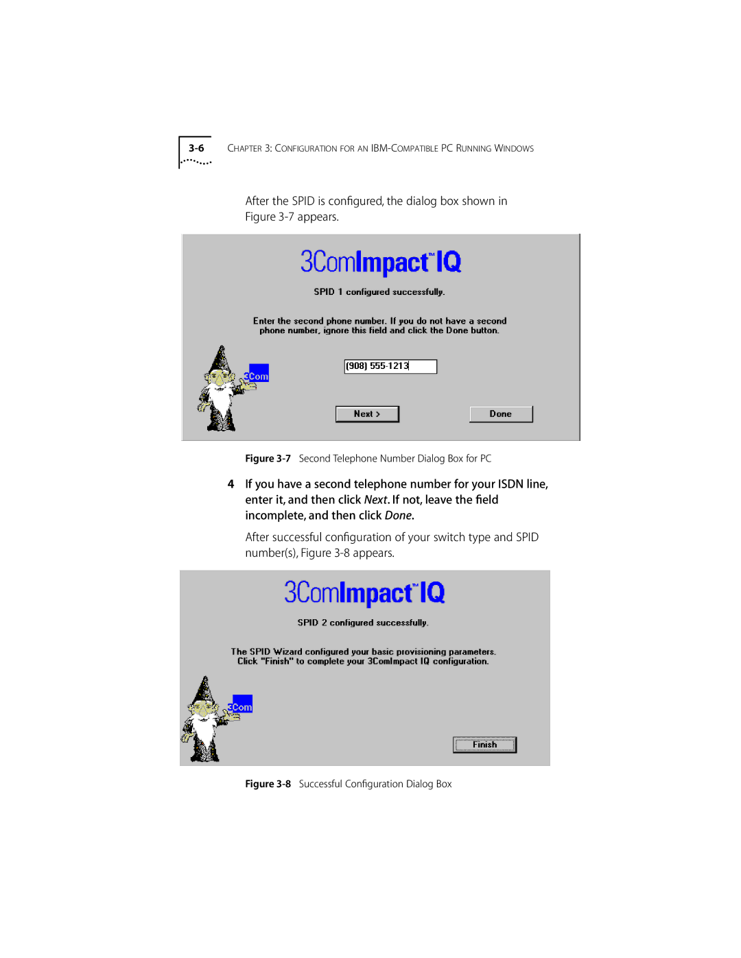 3Com ISDN Modem manual Appears, Second Telephone Number Dialog Box for PC 