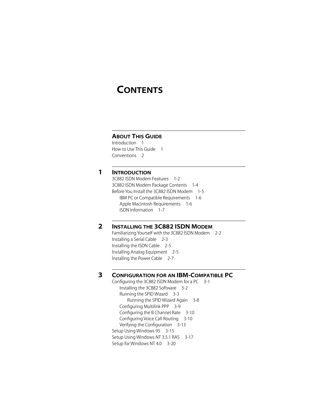 3Com ISDN Modem manual Contents 