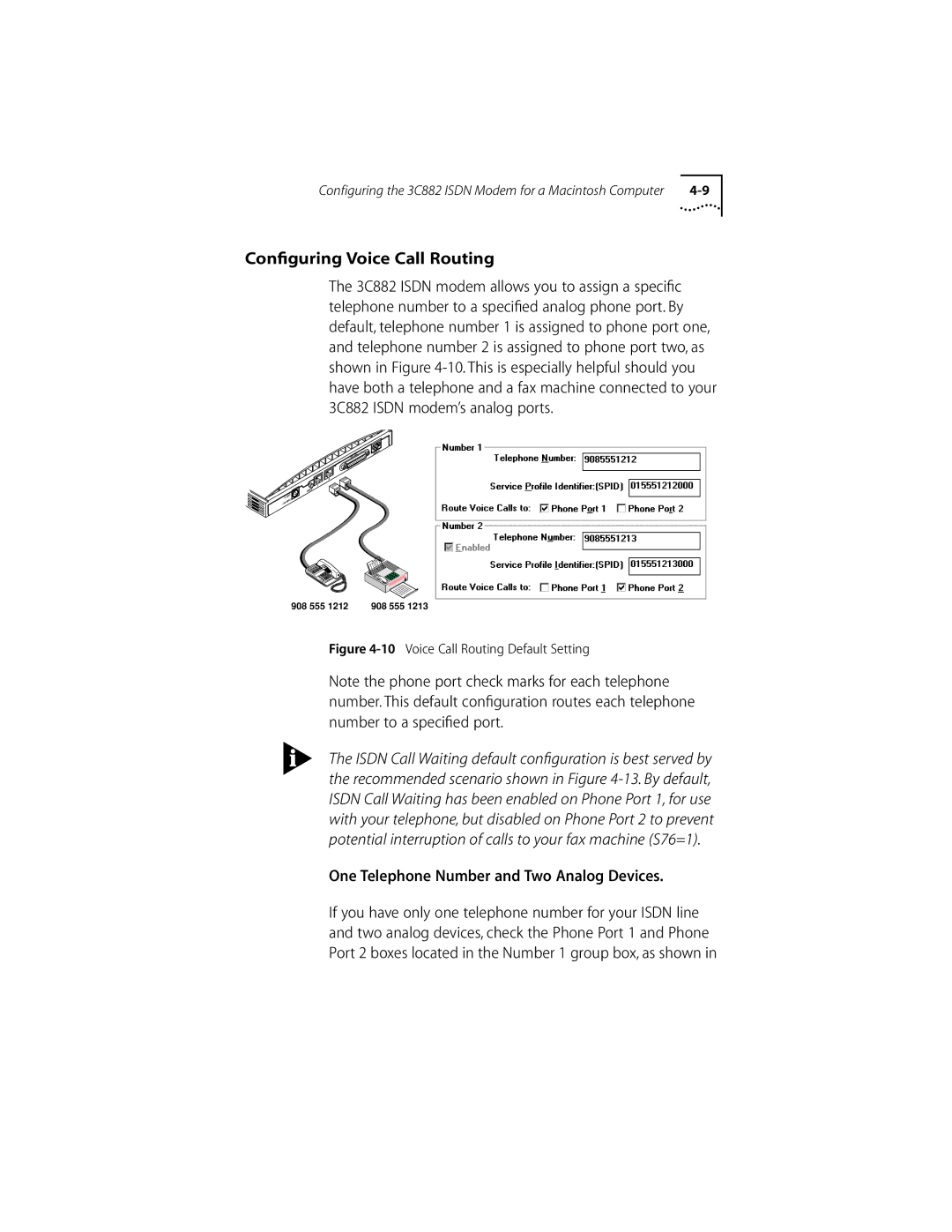 3Com ISDN Modem manual Conﬁguring Voice Call Routing 