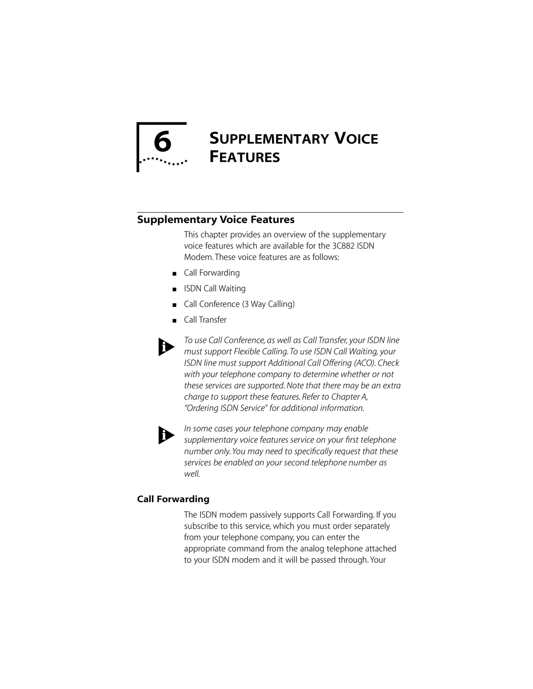 3Com ISDN Modem manual Supplementary Voice Features, Call Forwarding 