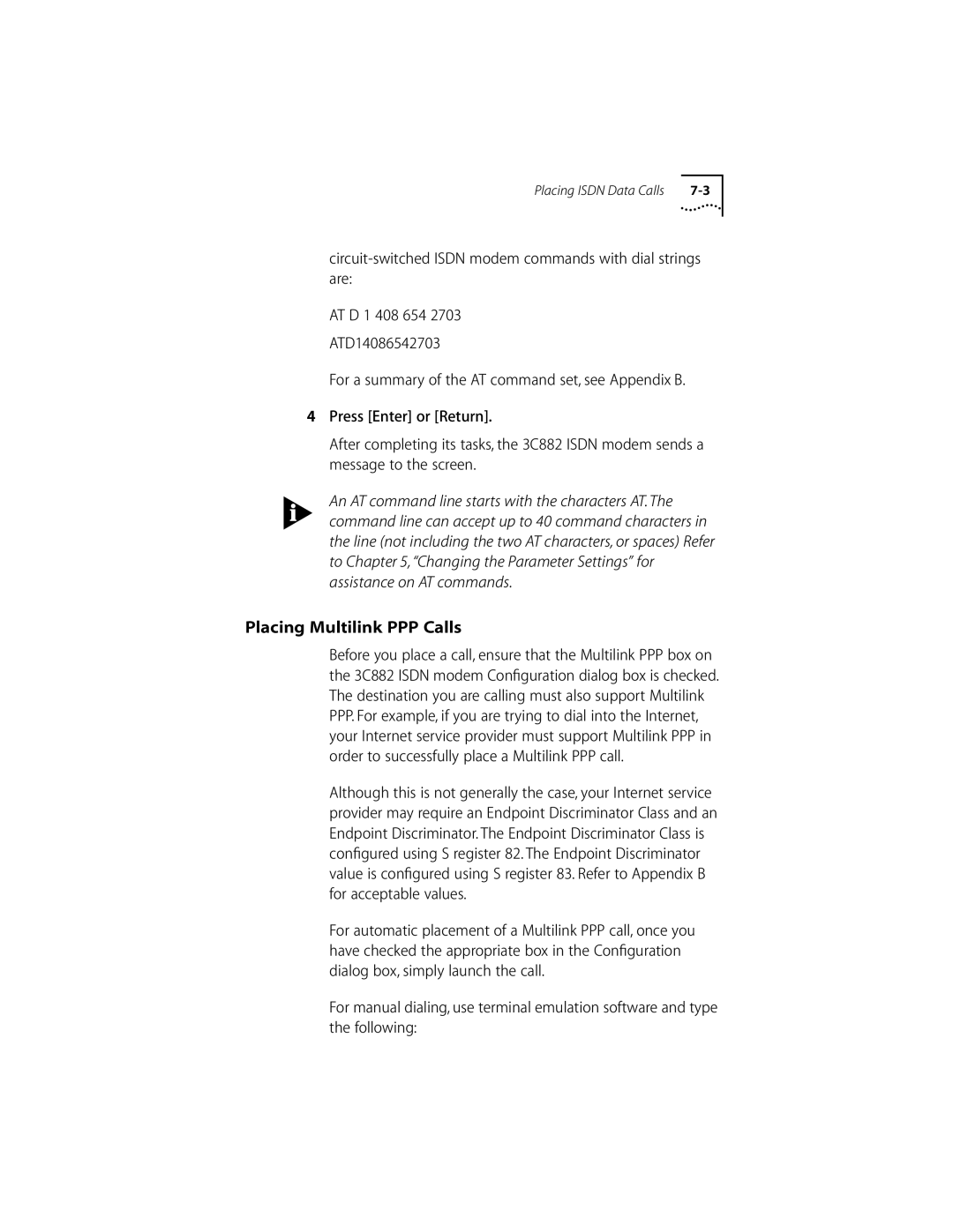 3Com ISDN Modem manual Placing Multilink PPP Calls 