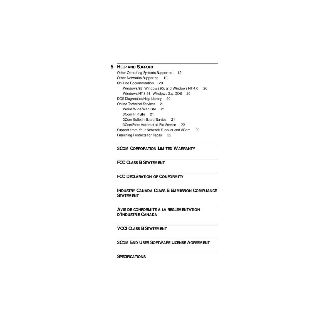 3Com Megahertz 100 manual Help and Support 