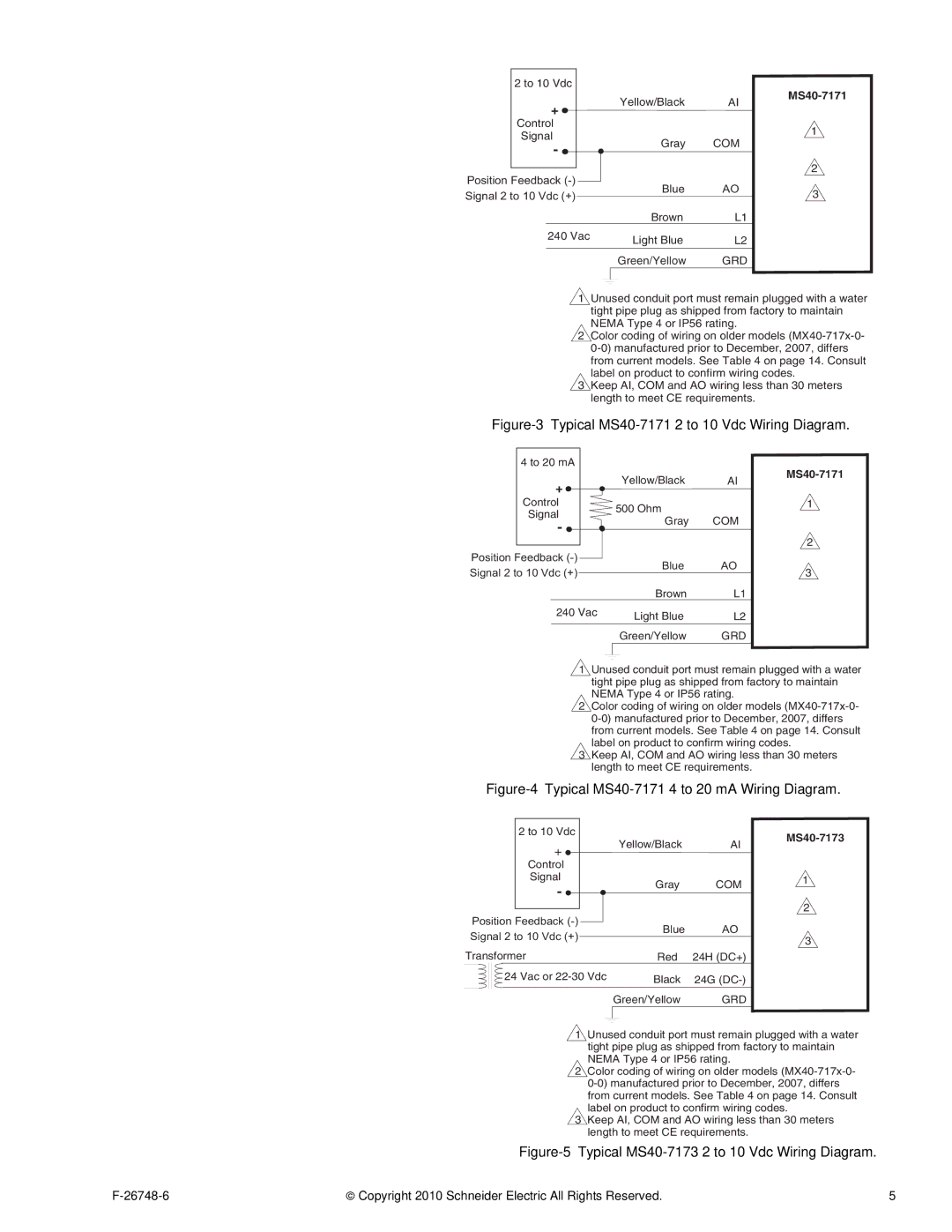 3Com MS40-717X warranty Typical MS40-7171 2 to 10 Vdc Wiring Diagram 