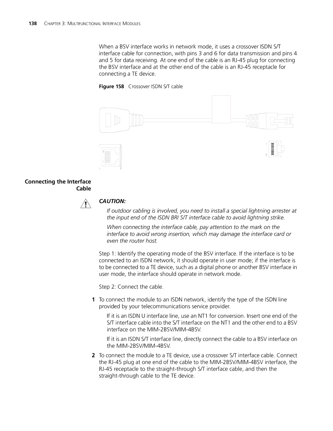 3Com MSR 30, MSR 20, MSR 50 manual Crossover Isdn S/T cable 