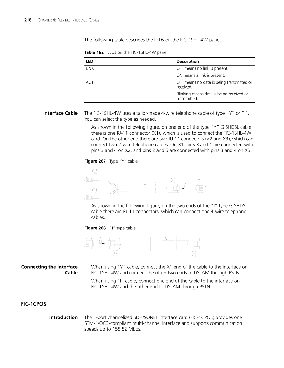 3Com MSR 50, MSR 30, MSR 20 manual FIC-1CPOS, Following table describes the LEDs on the FIC-1SHL-4W panel 