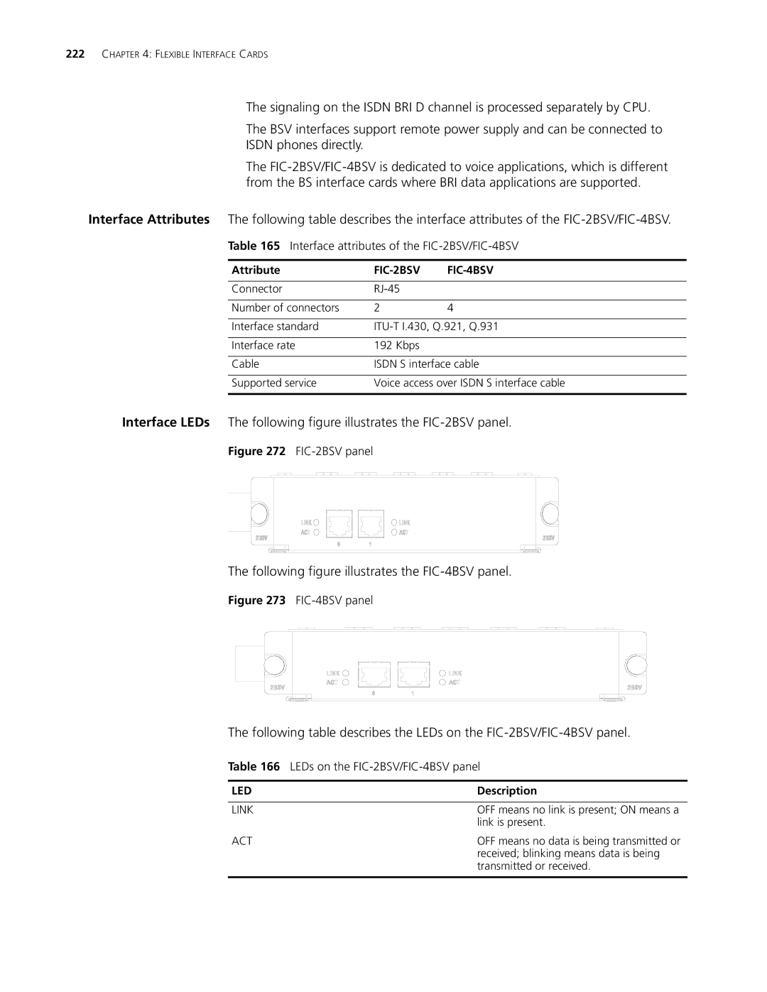 3Com MSR 30, MSR 20, MSR 50 Following figure illustrates the FIC-4BSV panel, Interface attributes of the FIC-2BSV/FIC-4BSV 