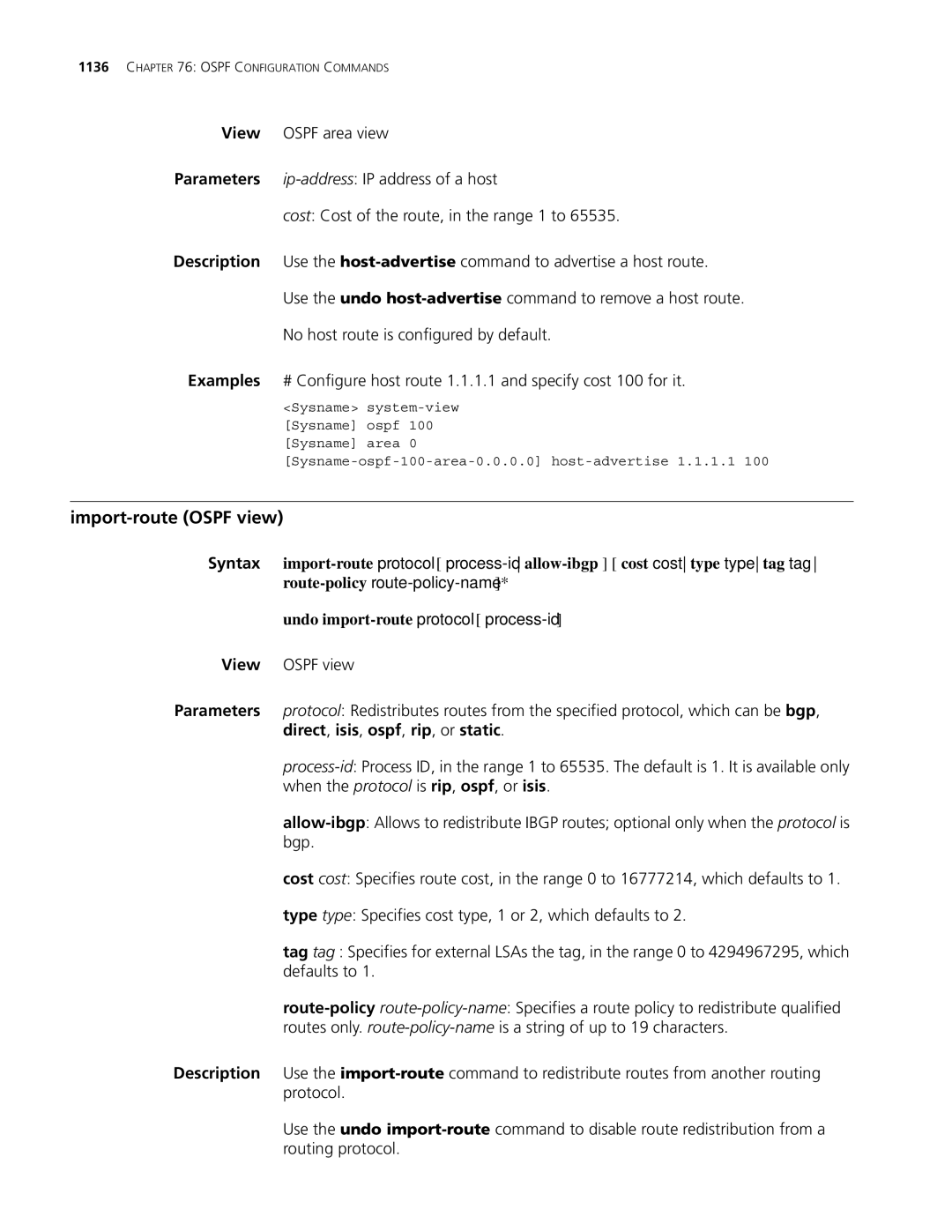 3Com MSR 30, MSR 50 manual Import-route Ospf view 