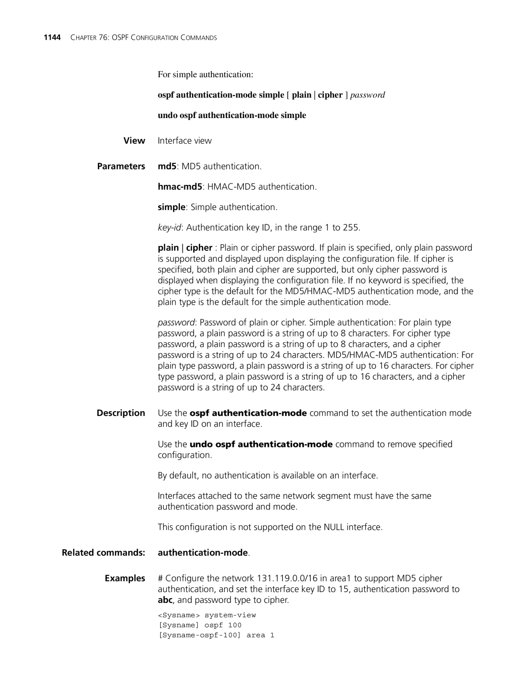 3Com MSR 30, MSR 50 manual Related commands authentication-mode 