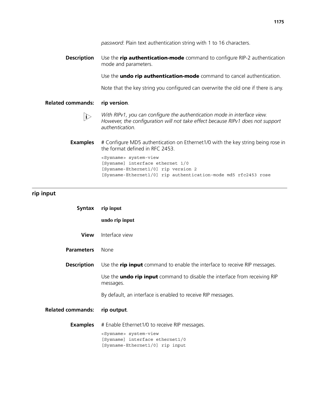 3Com MSR 50, MSR 30 manual Mode and parameters, Format defined in RFC, Interface view, Messages 