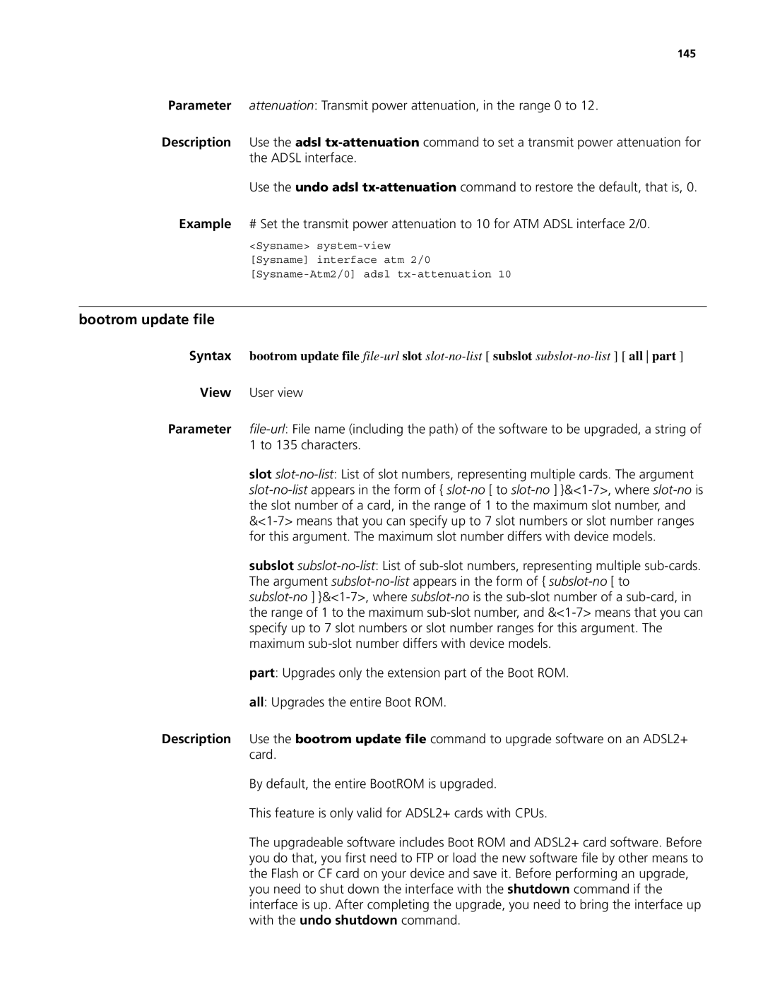 3Com MSR 50, MSR 30 manual Bootrom update file, 145 