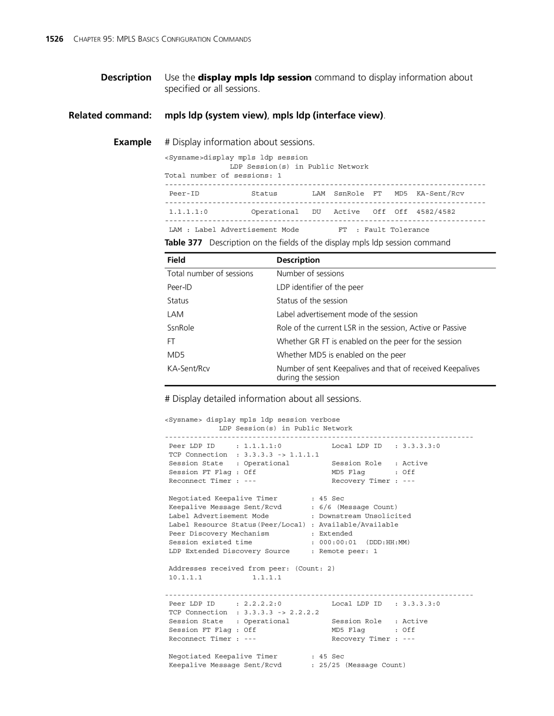 3Com MSR 30 Example # Display information about sessions, # Display detailed information about all sessions, Lam, MD5 