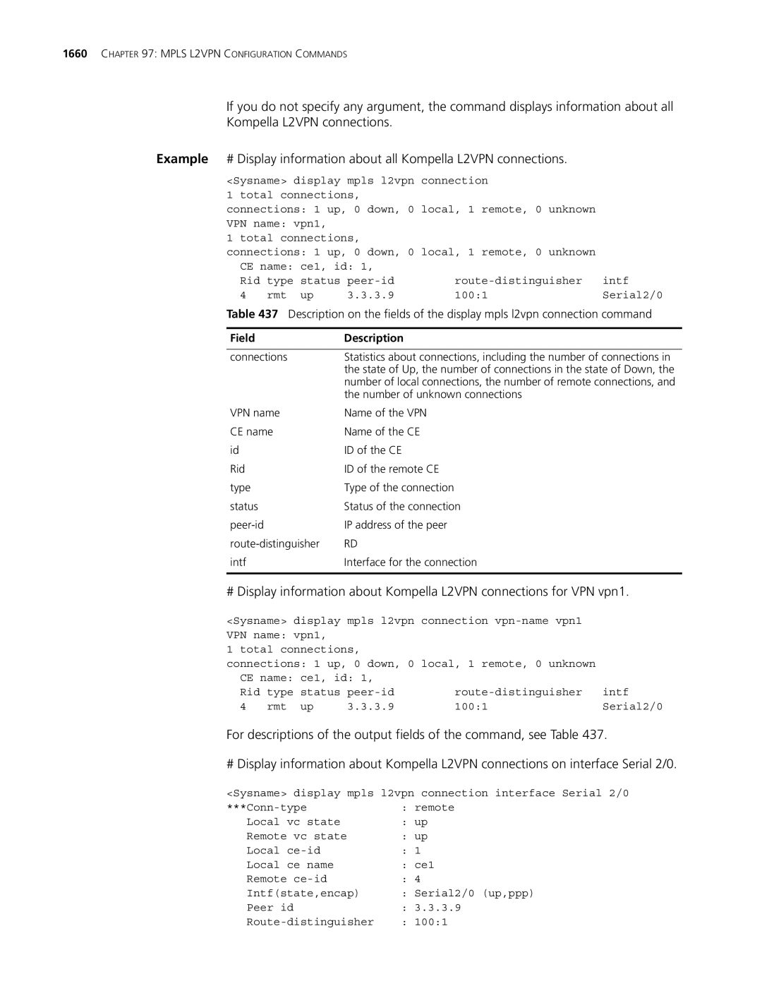 3Com MSR 30, MSR 50 manual Status Status of the connection Peer-id 