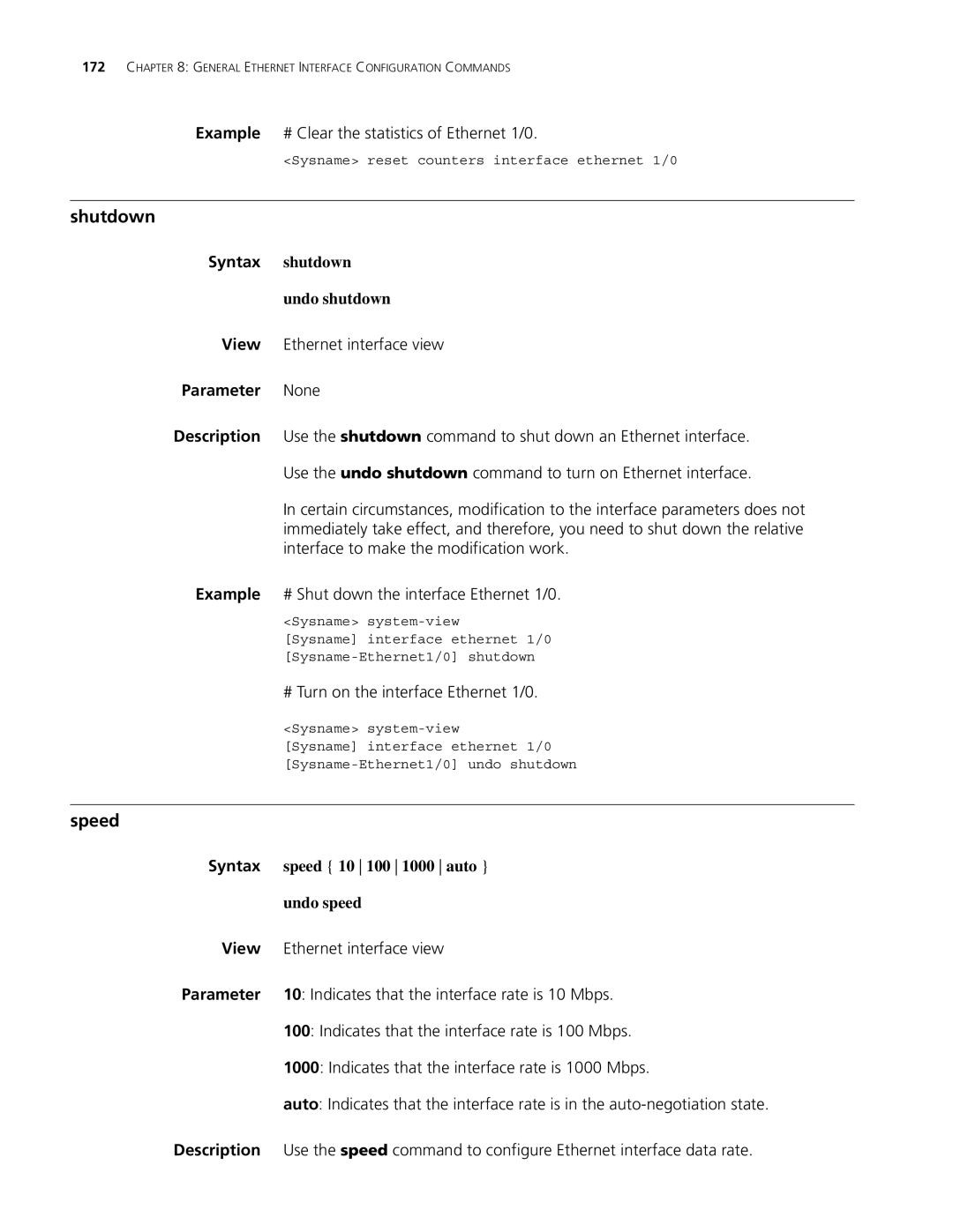 3Com MSR 30, MSR 50 manual Shutdown, Speed 