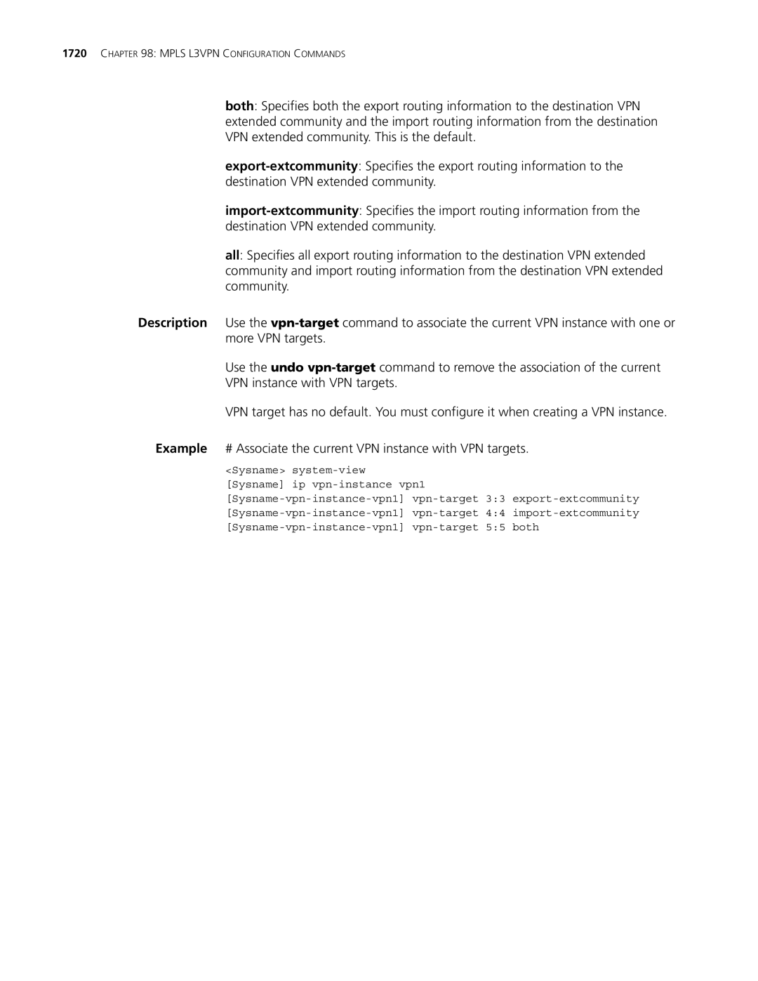 3Com MSR 30, MSR 50 manual Mpls L3VPN Configuration Commands 