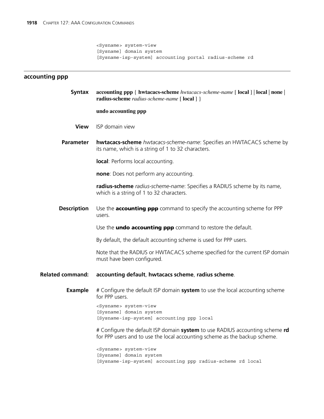 3Com MSR 30, MSR 50 manual Accounting ppp 