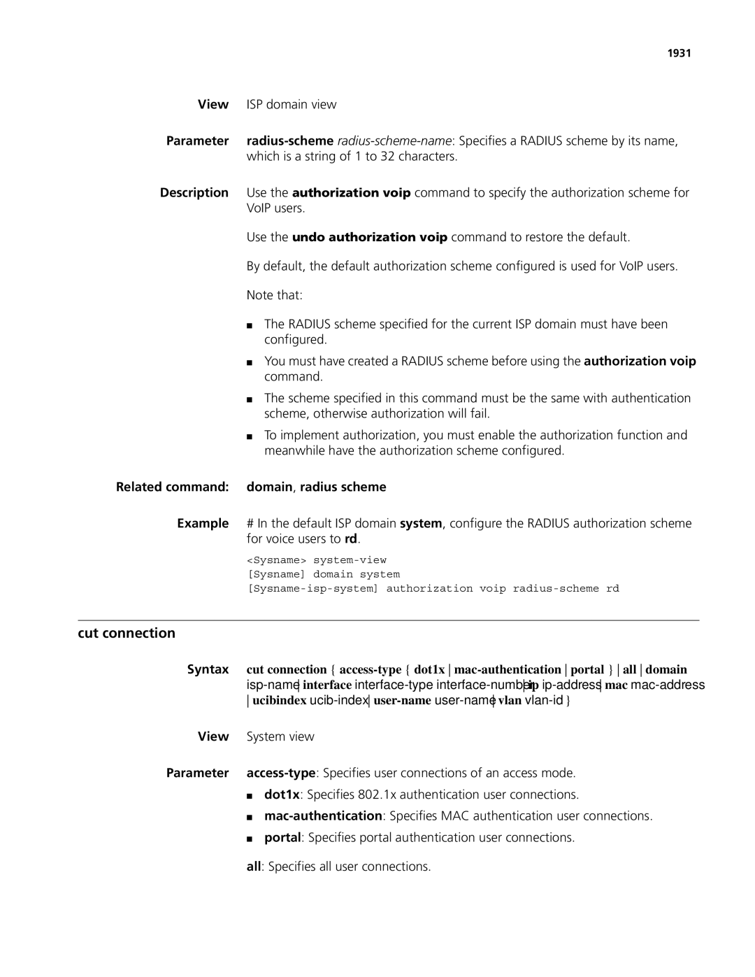 3Com MSR 50, MSR 30 manual Cut connection, Domain , radius scheme 