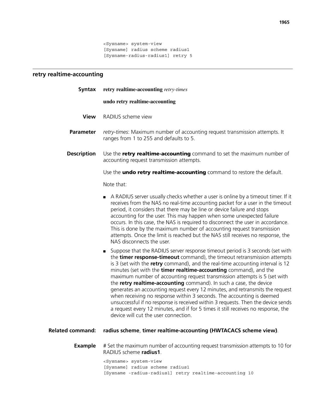 3Com MSR 50, MSR 30 manual Retry realtime-accounting, 1965 