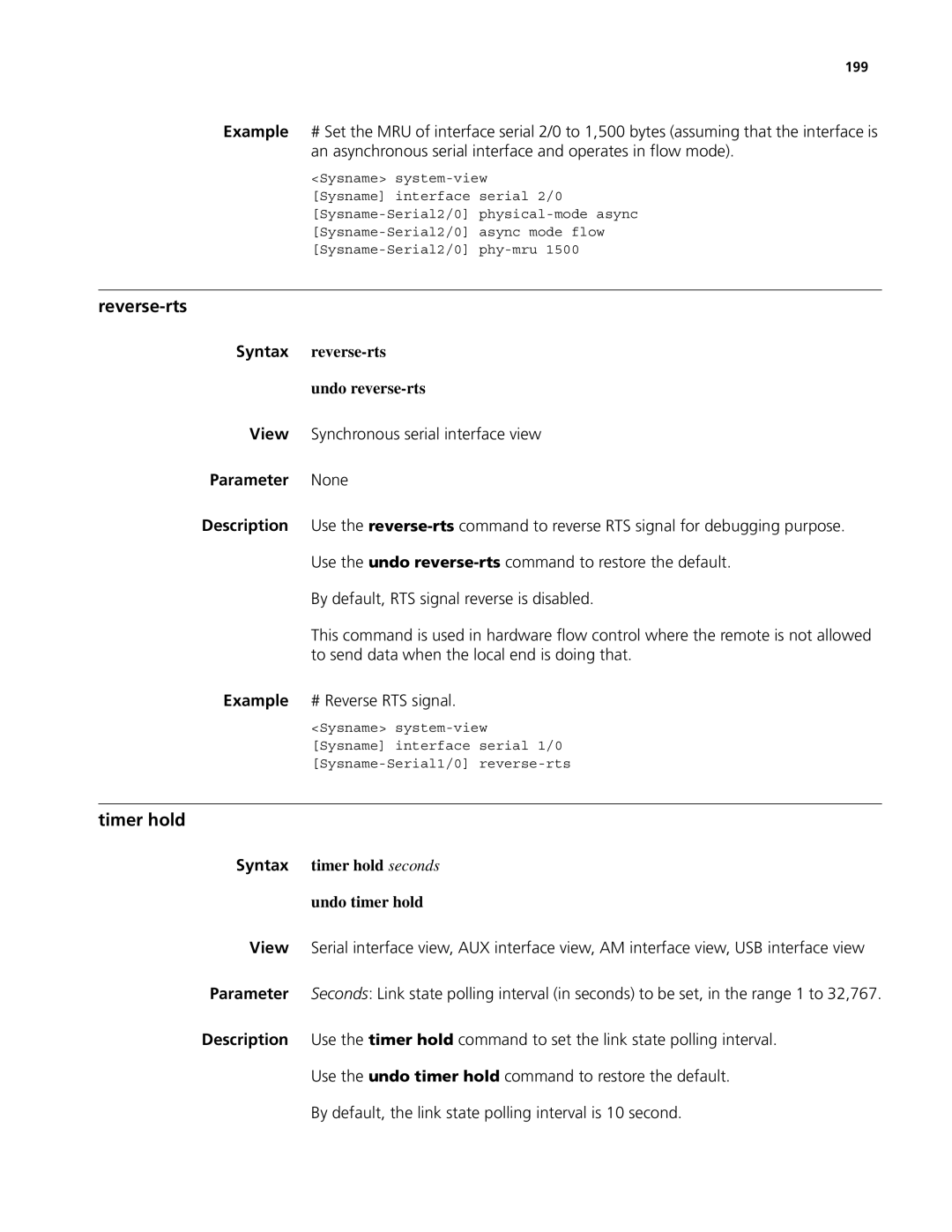 3Com MSR 50, MSR 30 manual Reverse-rts, Syntax reverse-rts Undo reverse-rts, 199 