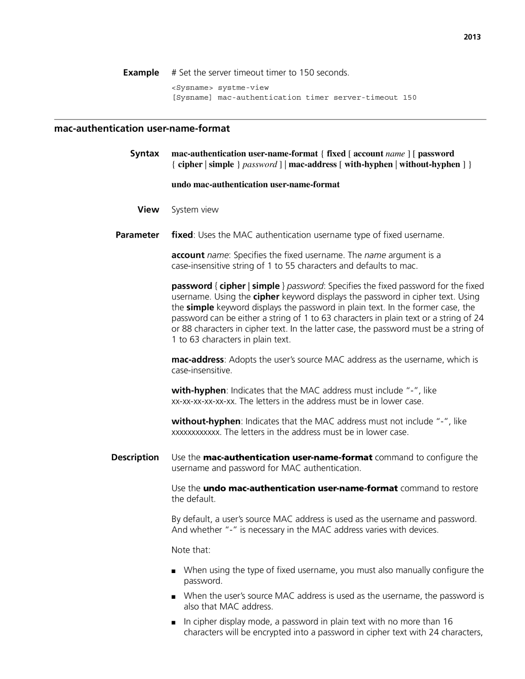 3Com MSR 50, MSR 30 manual Mac-authentication user-name-format 