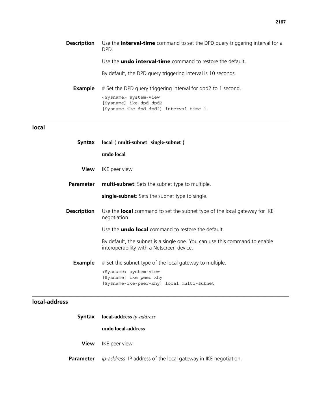 3Com MSR 50, MSR 30 manual Local-address 