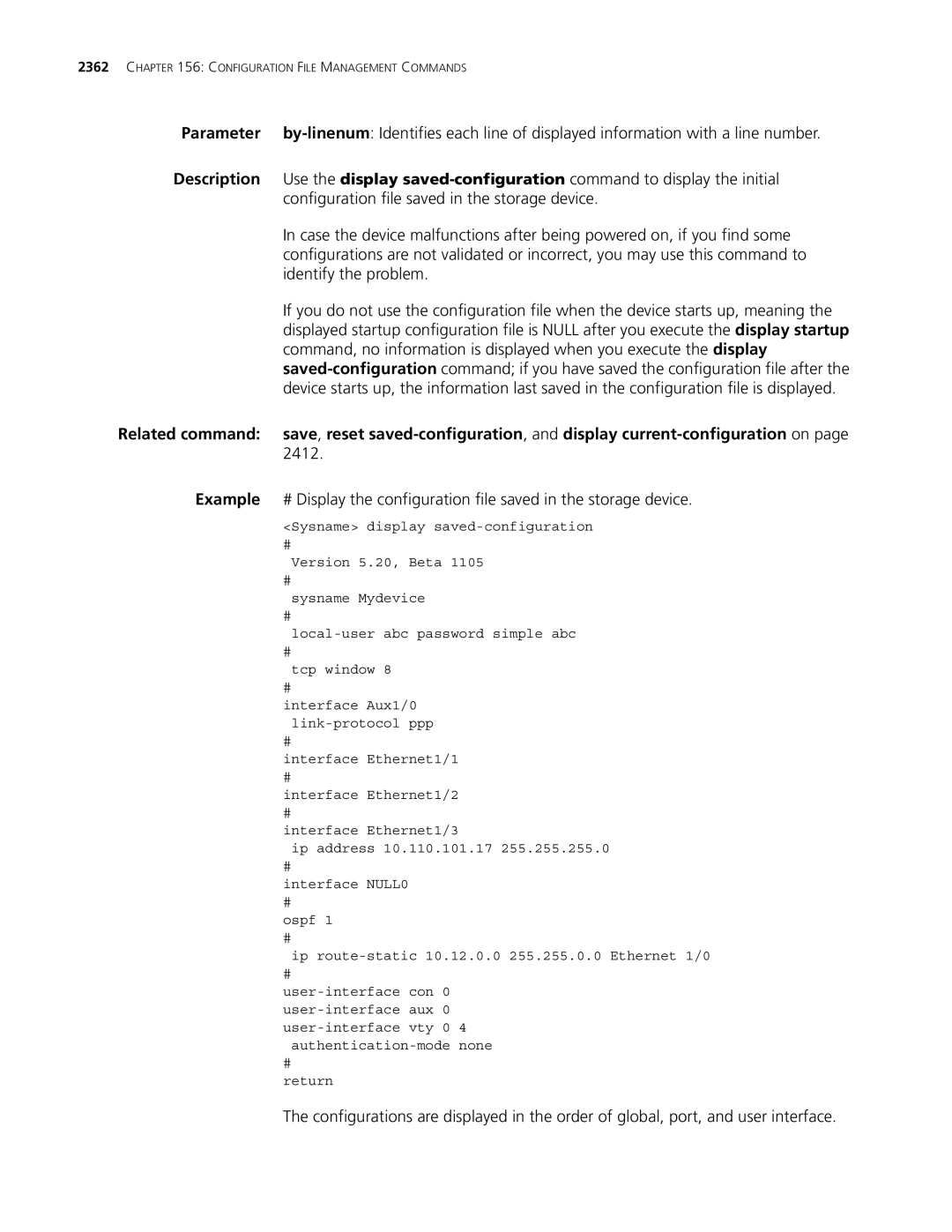 3Com MSR 30, MSR 50 manual Configuration File Management Commands 