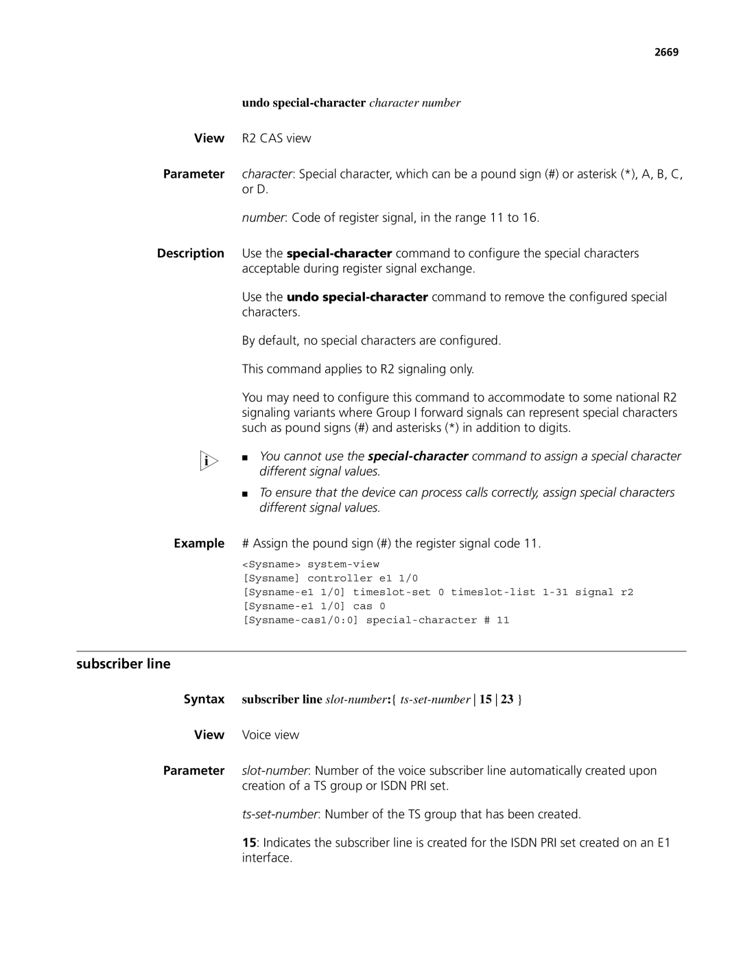 3Com MSR 50, MSR 30 manual Undo special-character character number, Different signal values 