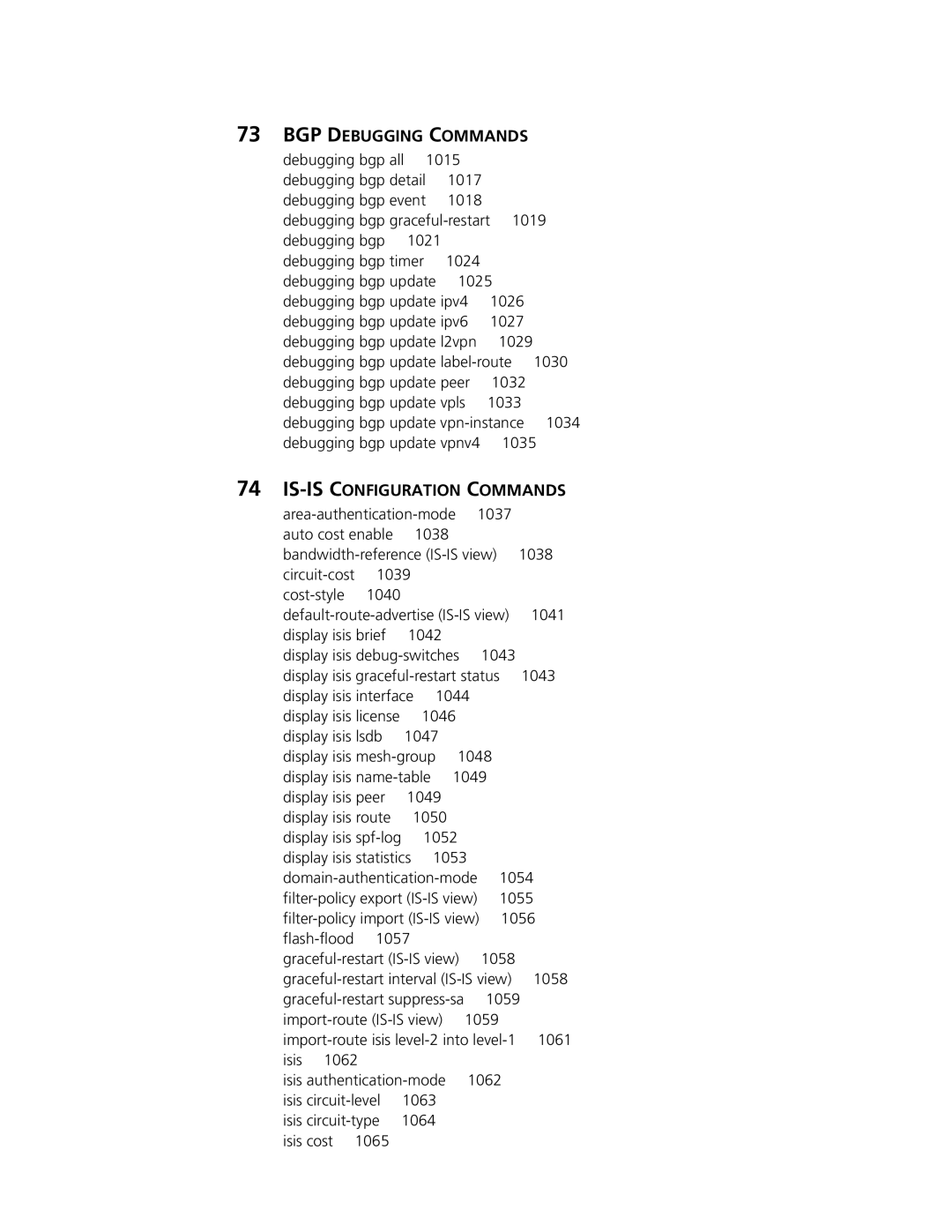 3Com MSR 30, MSR 50 manual BGP Debugging Commands, IS-IS Configuration Commands 