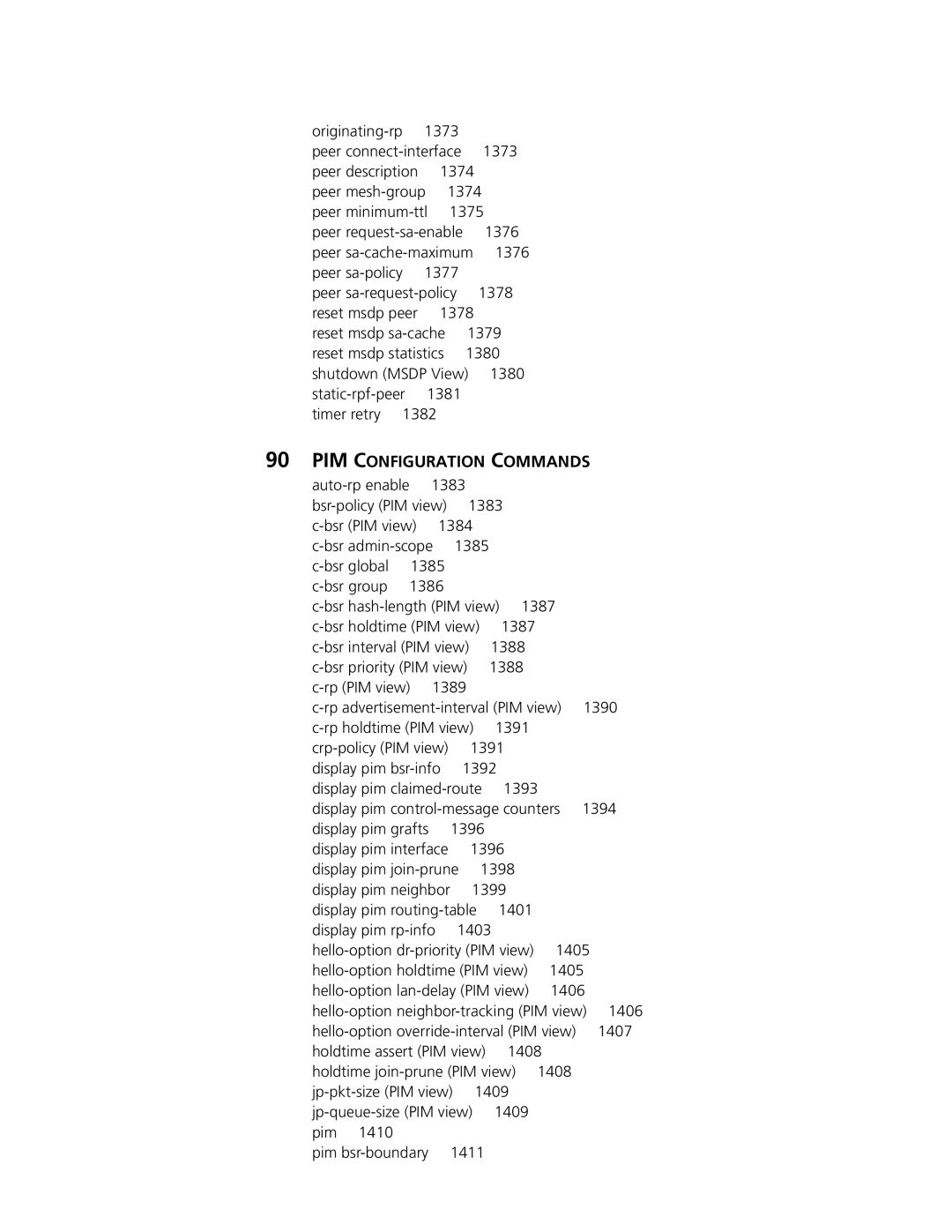 3Com MSR 50, MSR 30 manual PIM Configuration Commands, 1376 