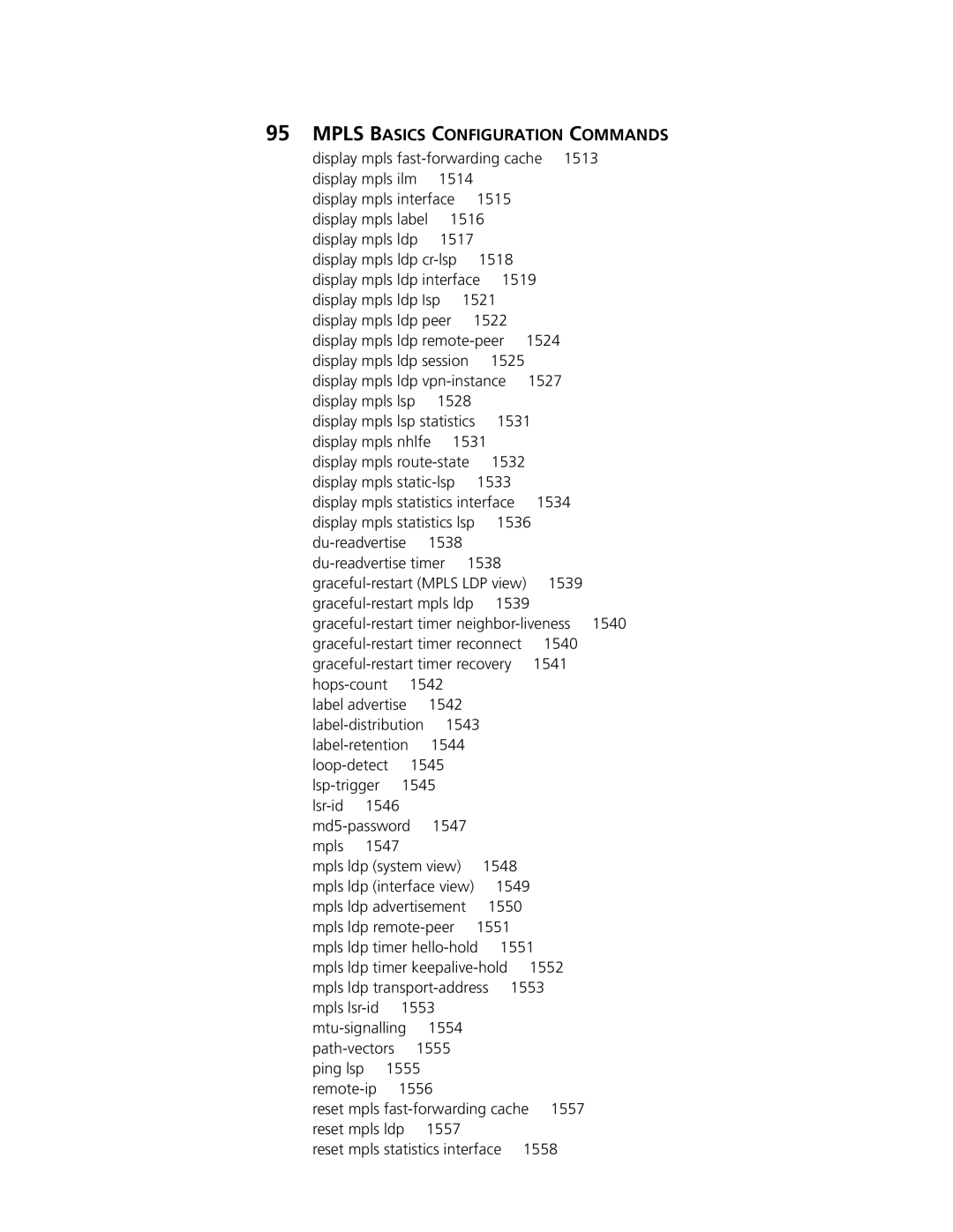 3Com MSR 50, MSR 30 manual Mpls Basics Configuration Commands 