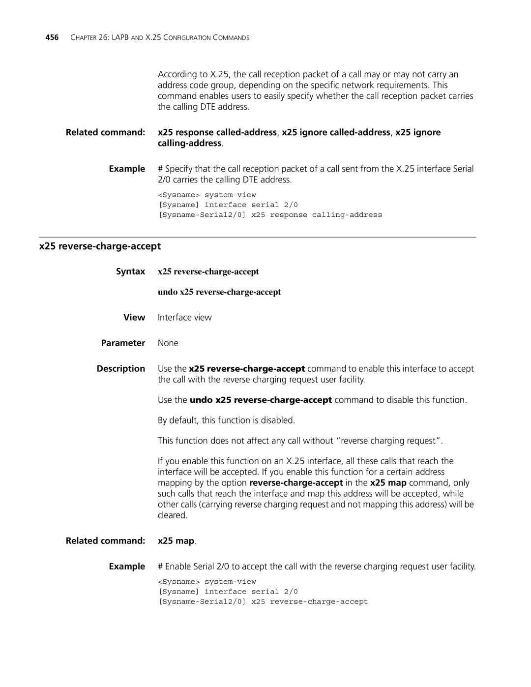 3Com MSR 30, MSR 50 manual X25 reverse-charge-accept, Related command x25 map 