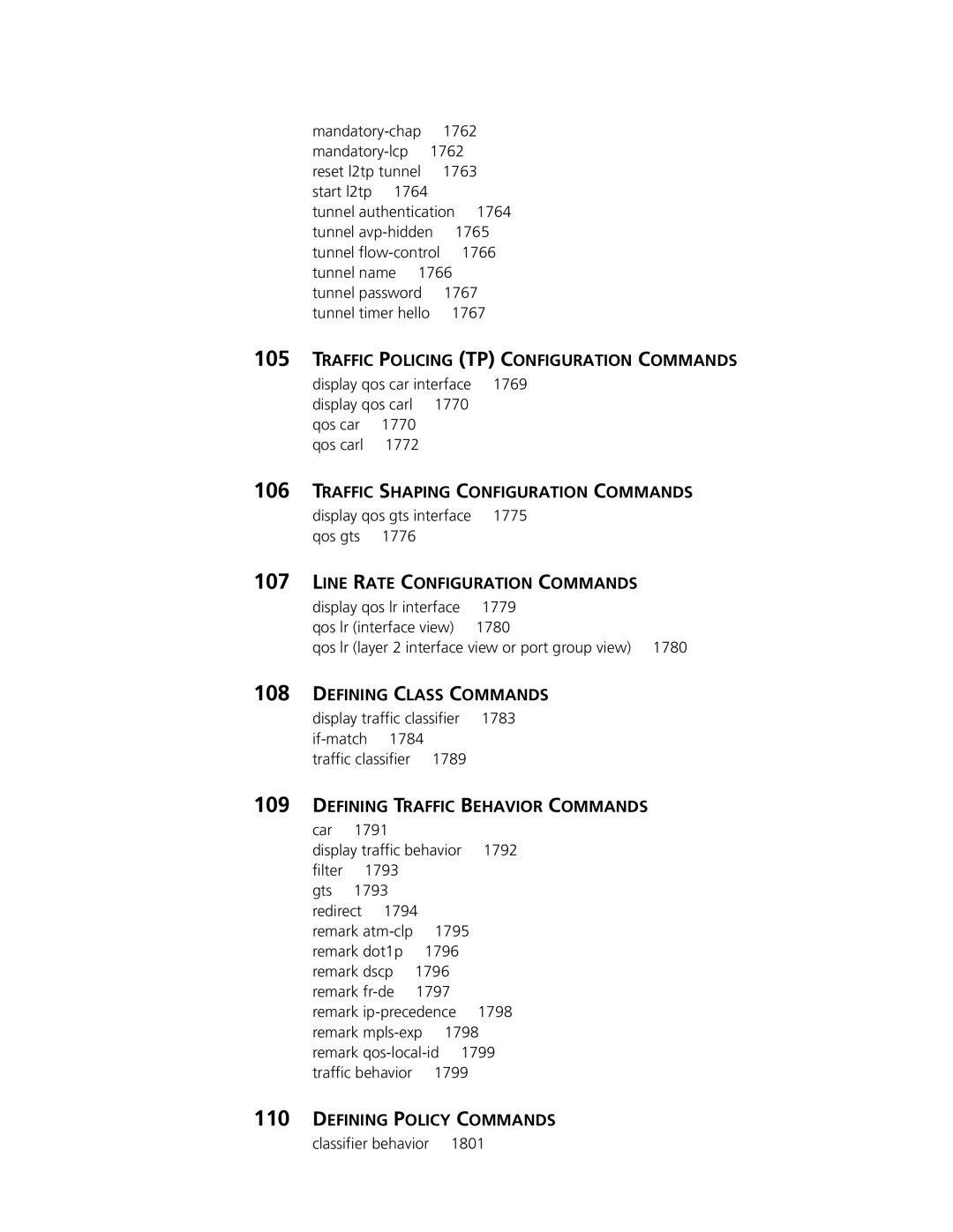 3Com MSR 50 Traffic Policing TP Configuration Commands, Traffic Shaping Configuration Commands, Defining Class Commands 